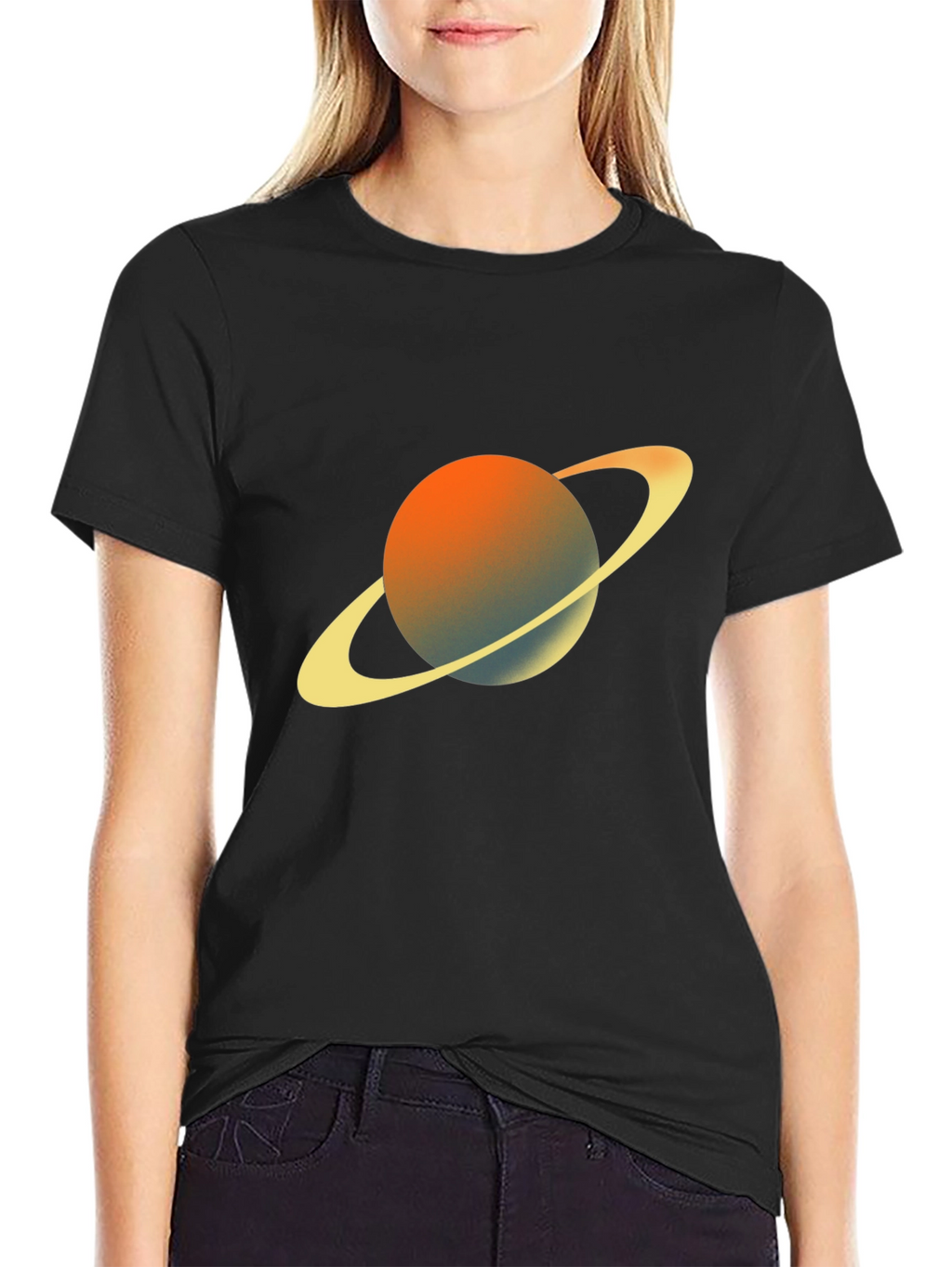 Saturn Graphic Tee - Black Crew Neck T-Shirt