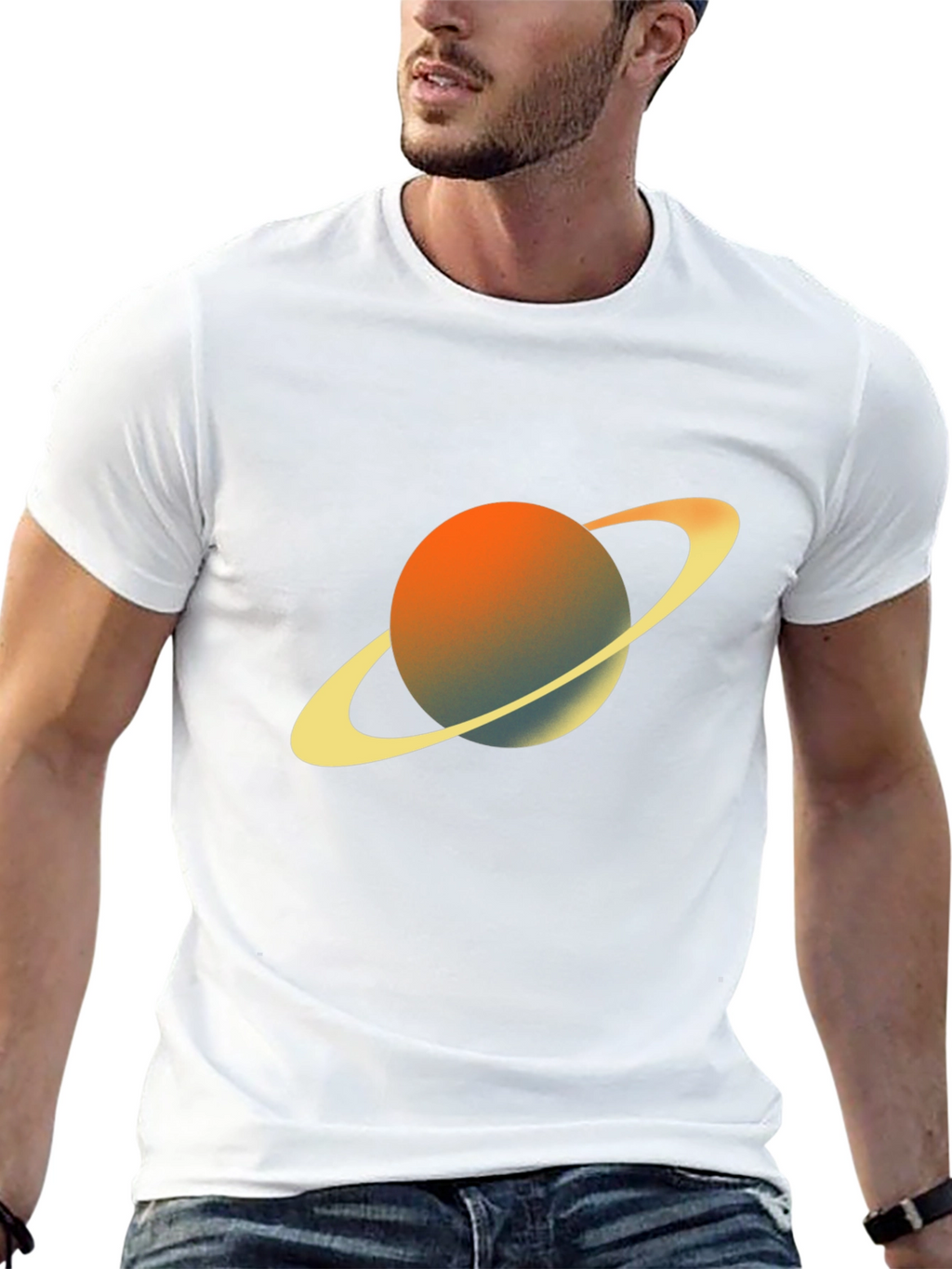 Saturn Graphic Tee - Black Crew Neck T-Shirt