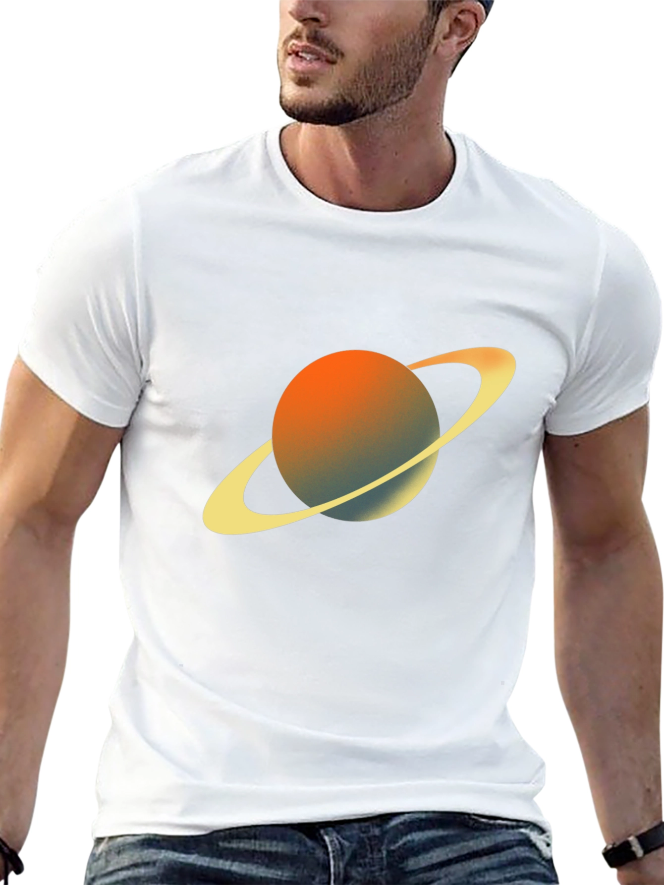 Saturn Graphic Tee - Black Crew Neck T-Shirt