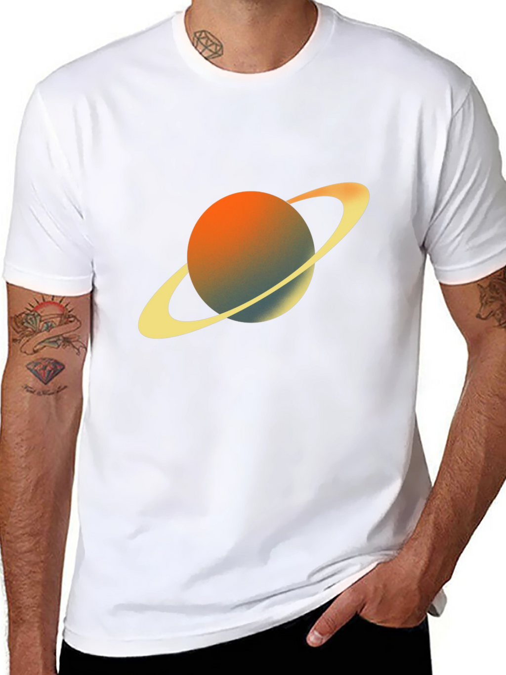 Saturn Graphic Tee - Black Crew Neck T-Shirt
