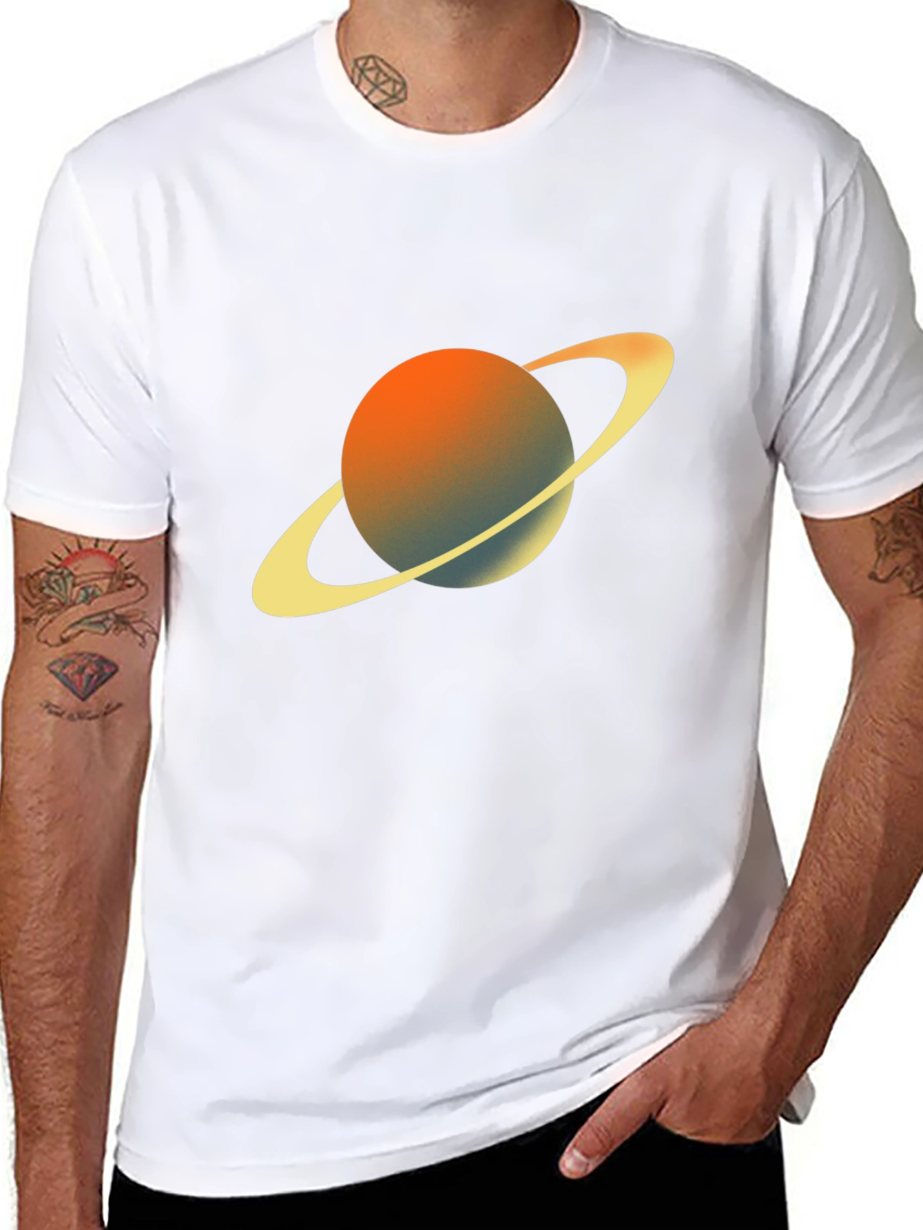 Saturn Graphic Tee - Black Crew Neck T-Shirt