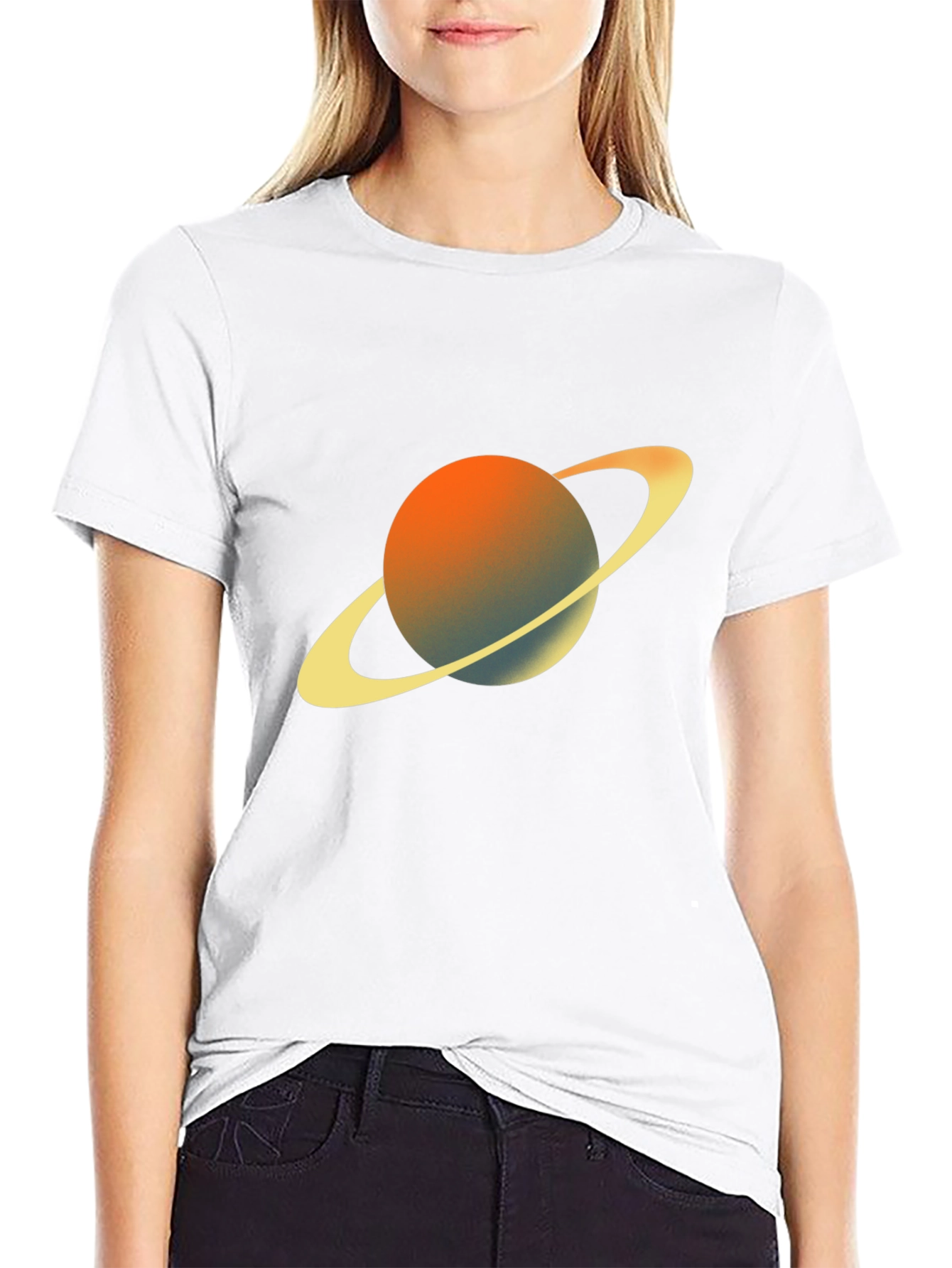 Saturn Graphic Tee - Black Crew Neck T-Shirt
