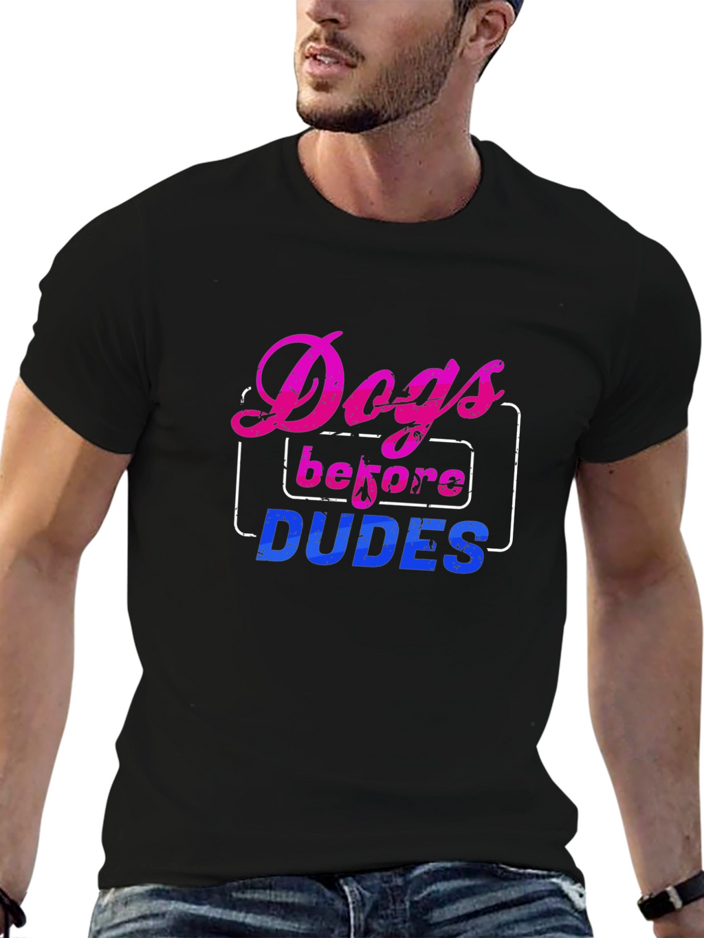 Dogs Before Dudes Graphic Tee - Black