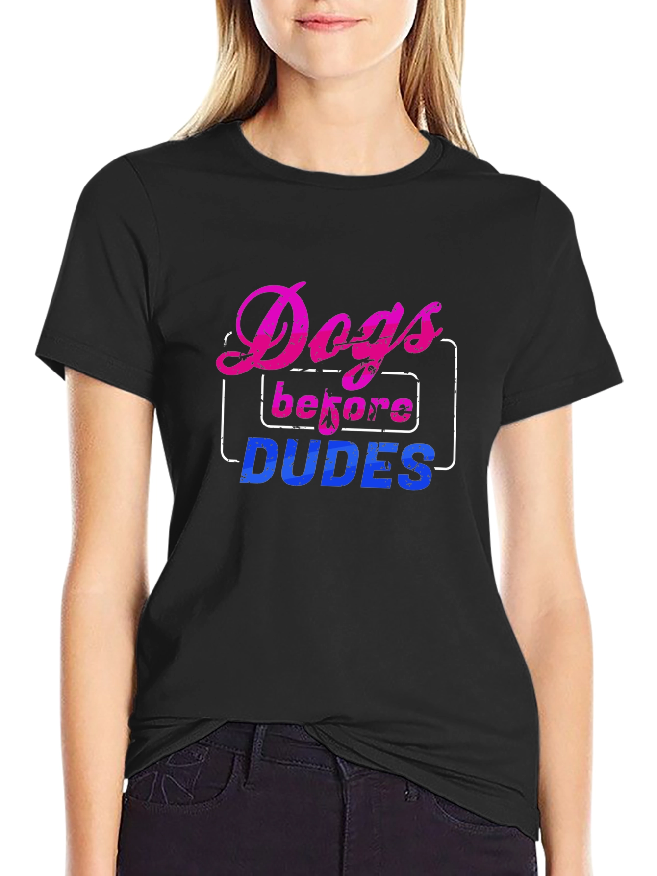 Dogs Before Dudes Graphic Tee - Black