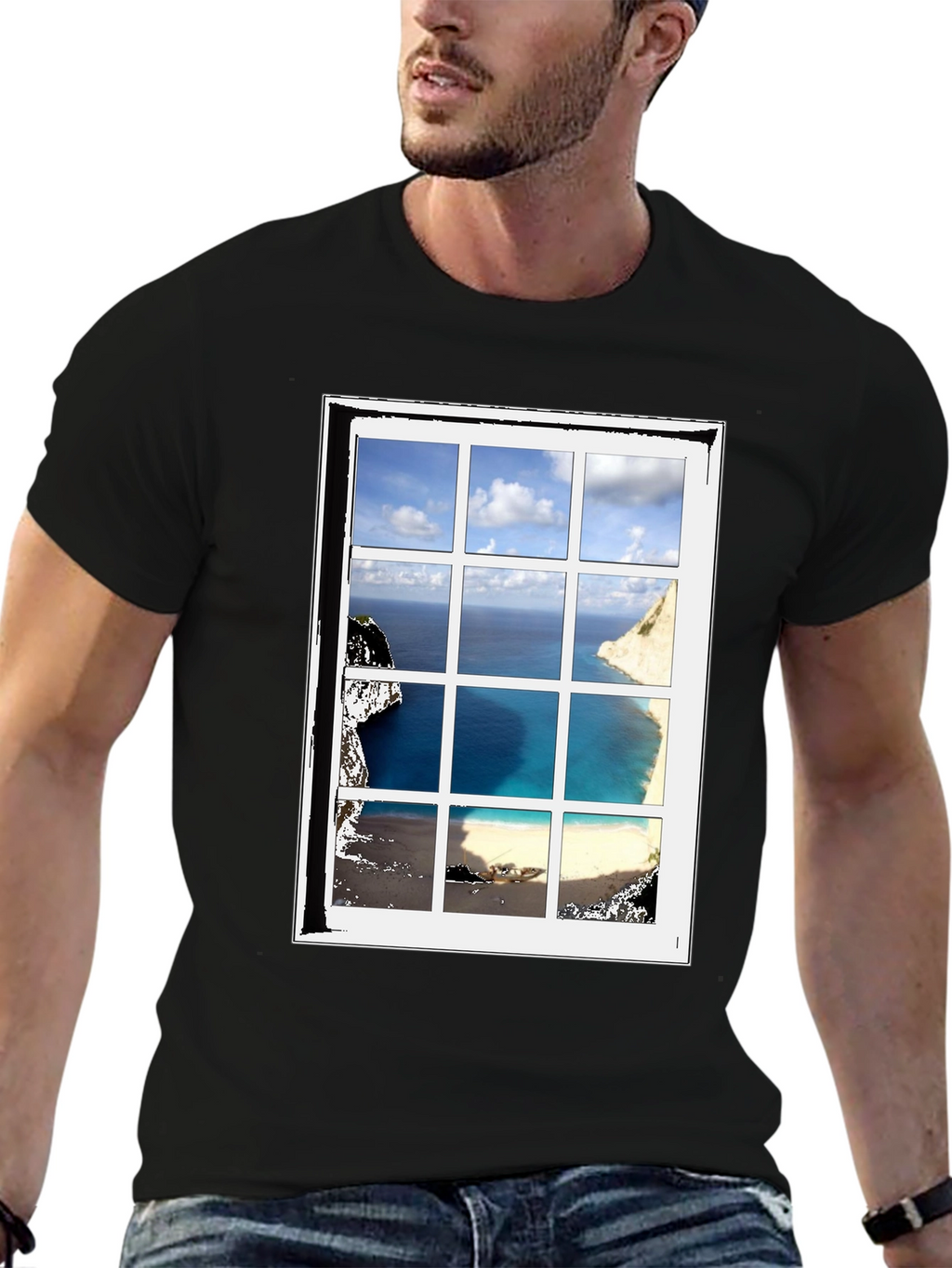 Ocean View Window Pane Graphic T-Shirt