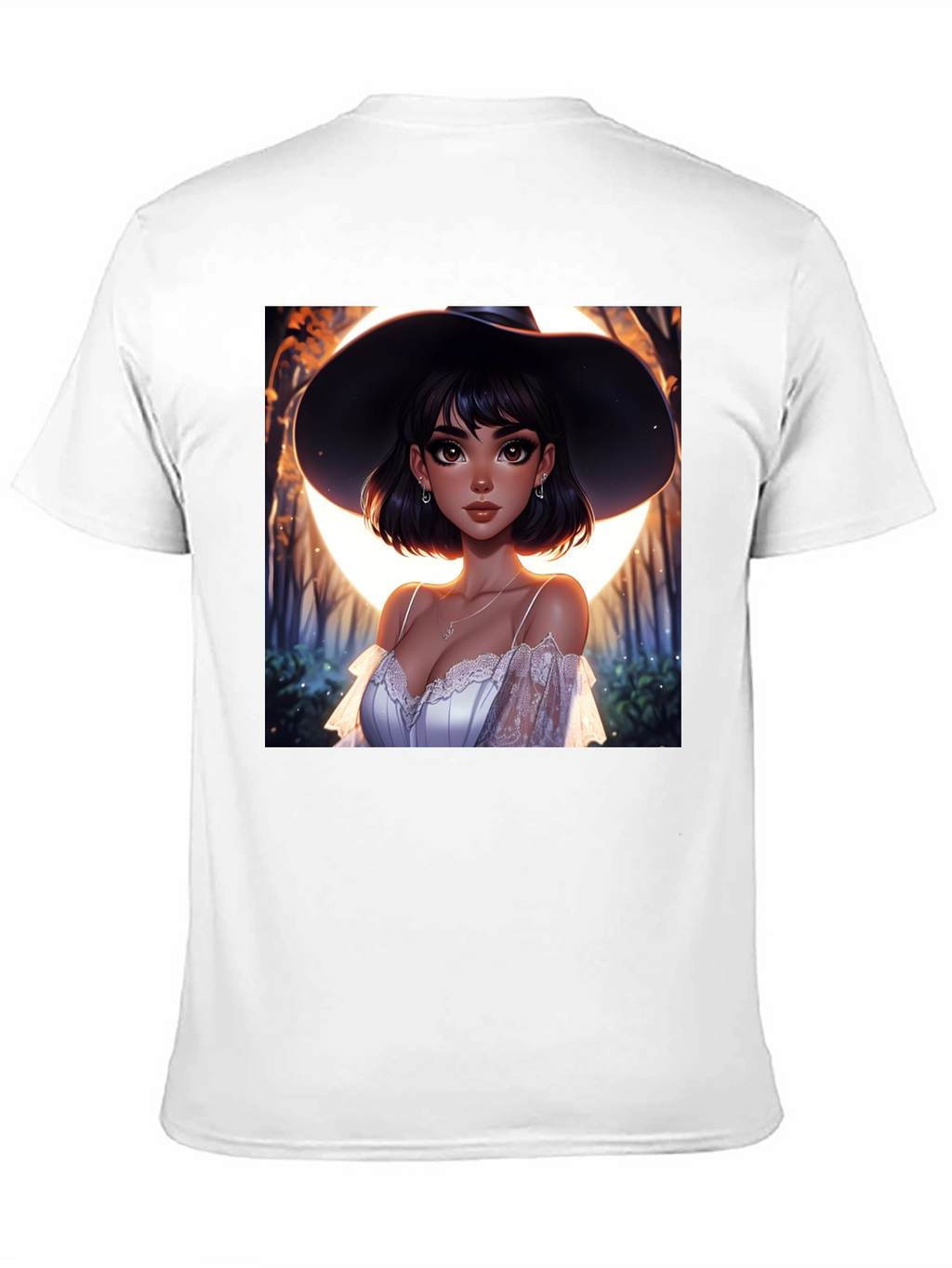 Witch Woman Graphic Print Black T-Shirt