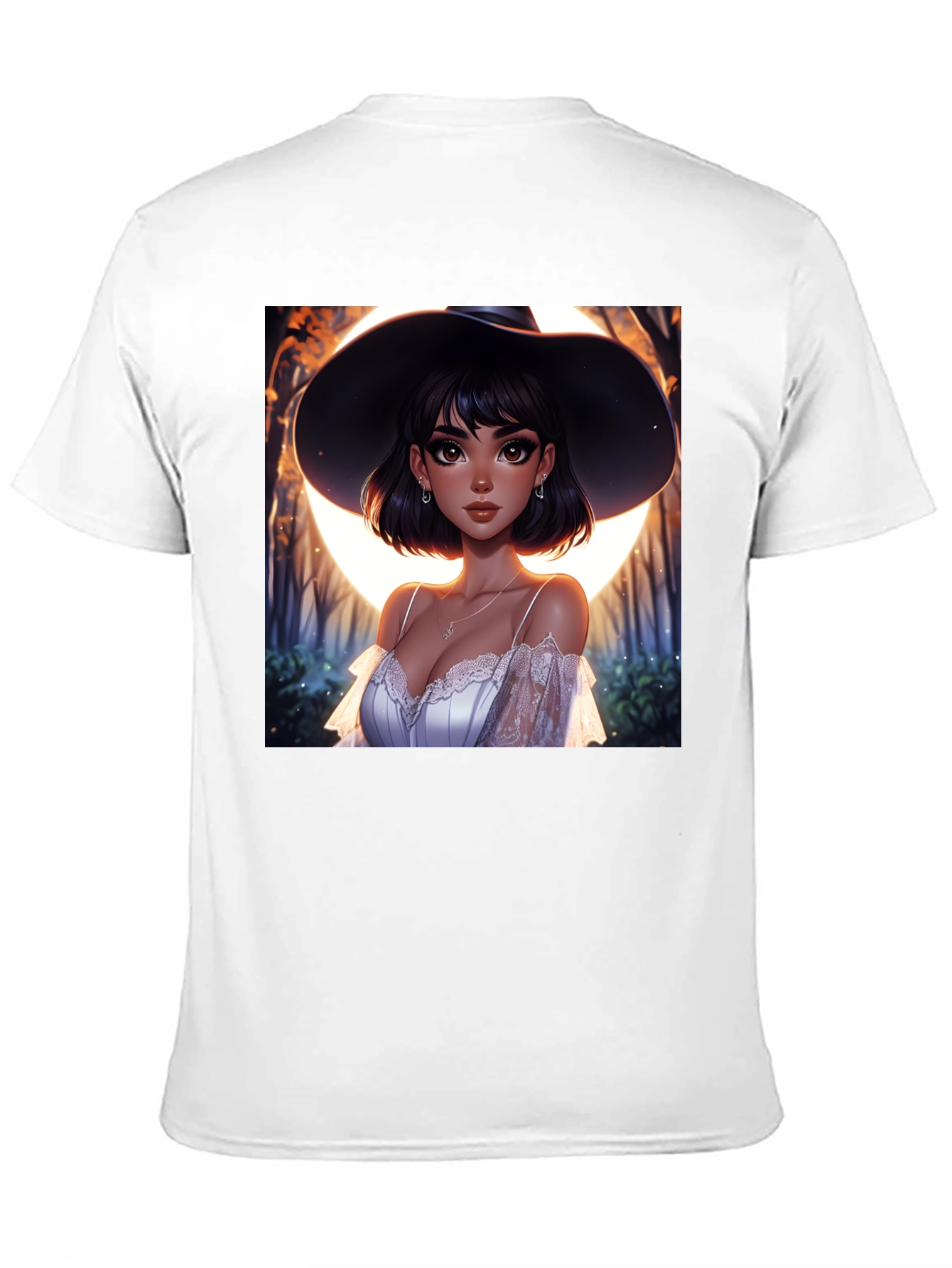 Witch Woman Graphic Print Black T-Shirt