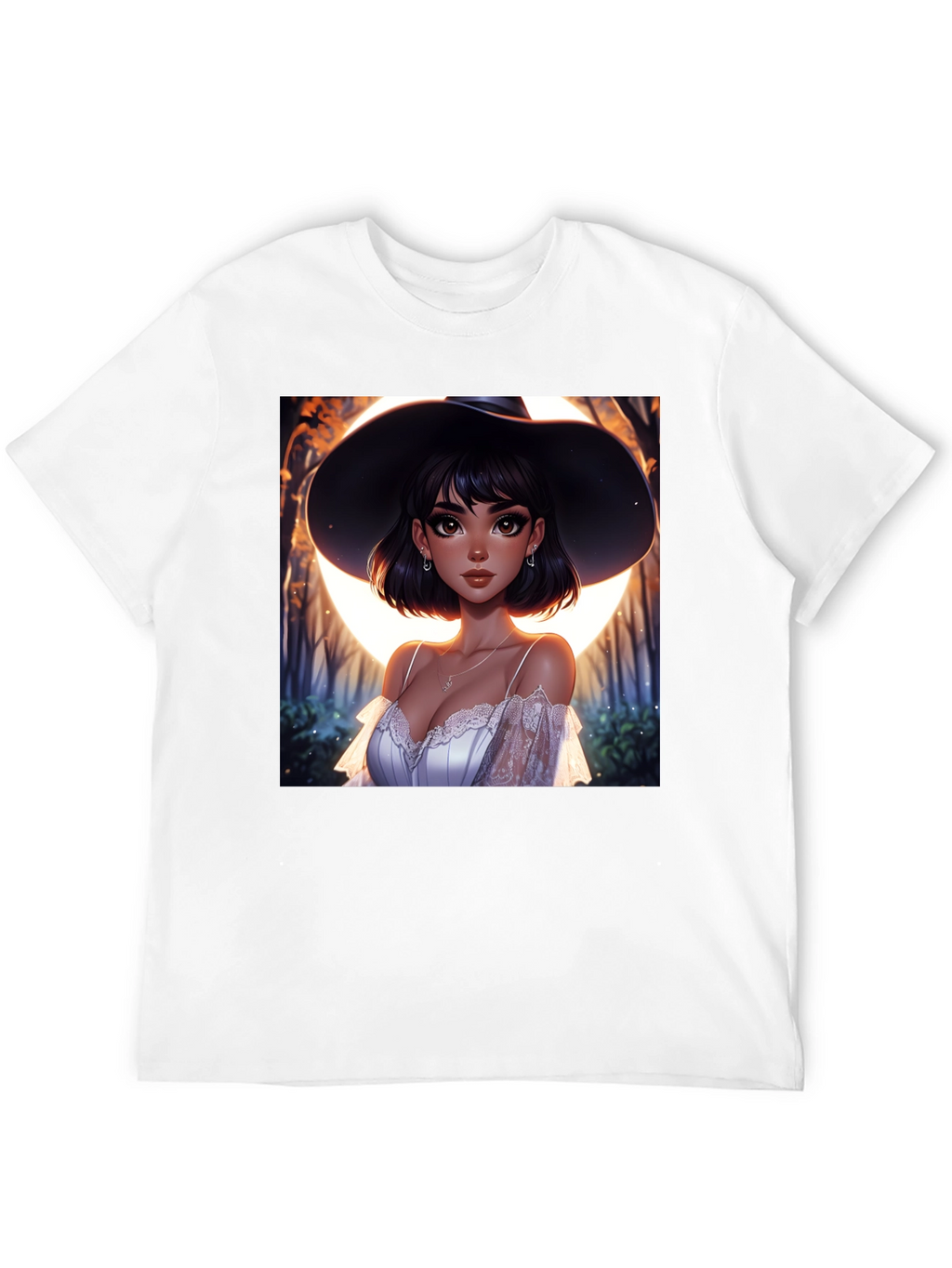 Witch Woman Graphic Print Black T-Shirt