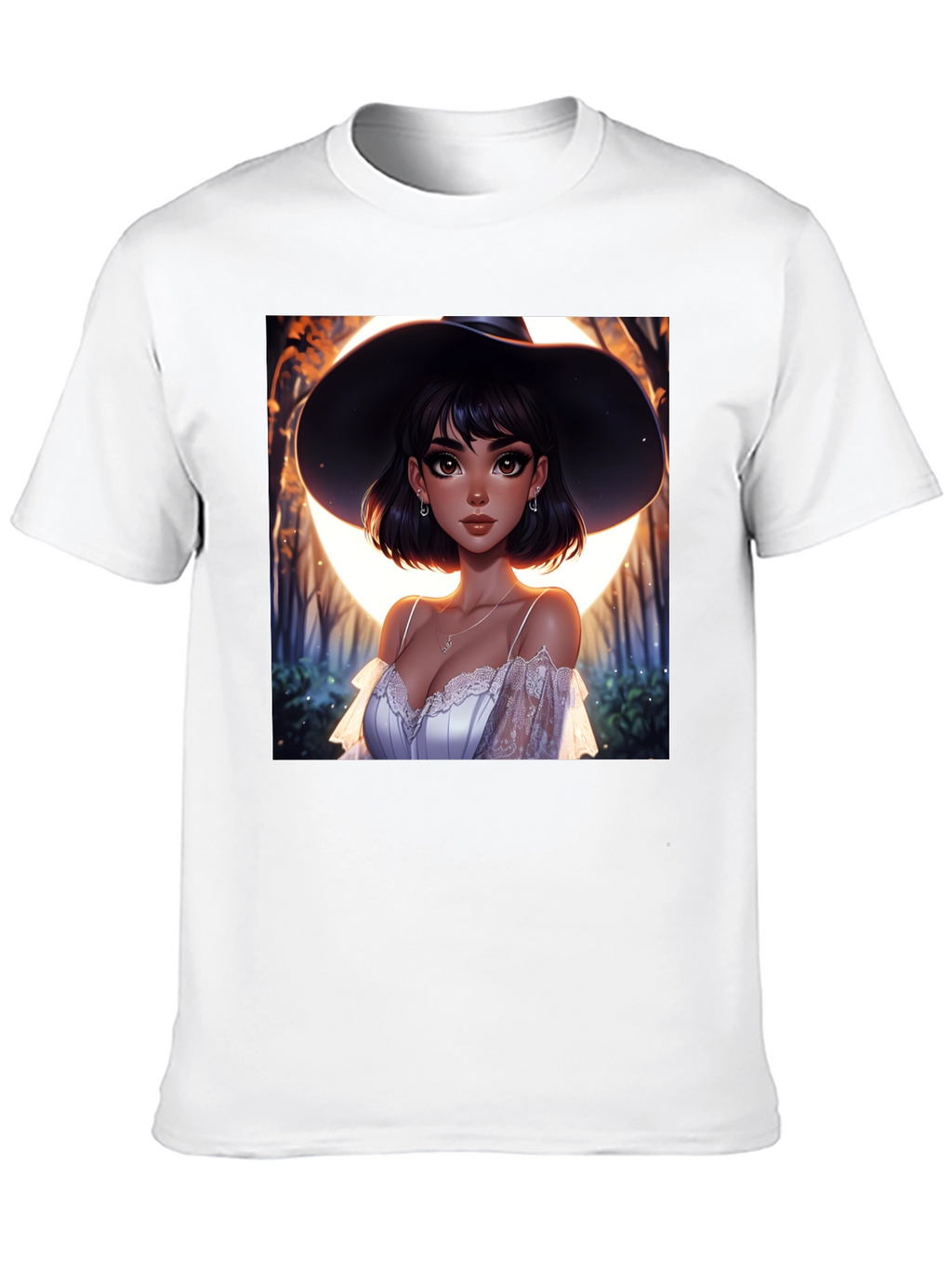 Witch Woman Graphic Print Black T-Shirt