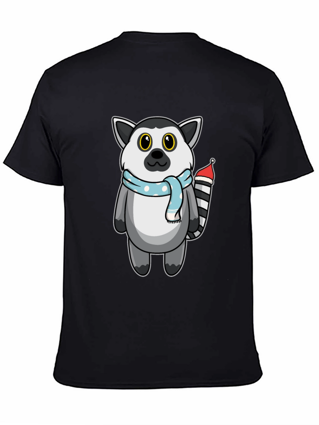 Cute Lemur Cartoon Graphic Tee - Unisex Black T-Shirt