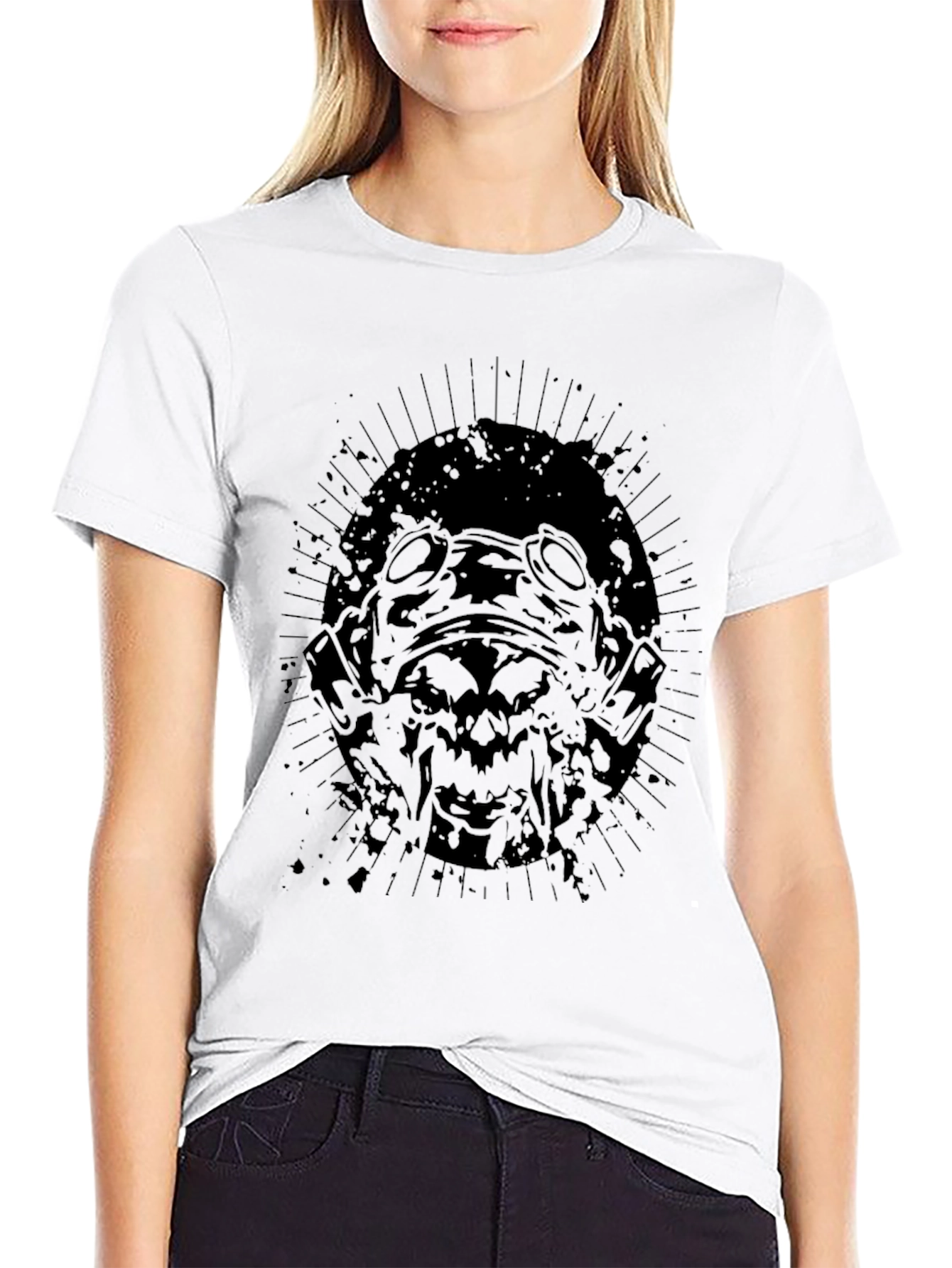 Mens Black Graphic Tee - Gas Mask Design