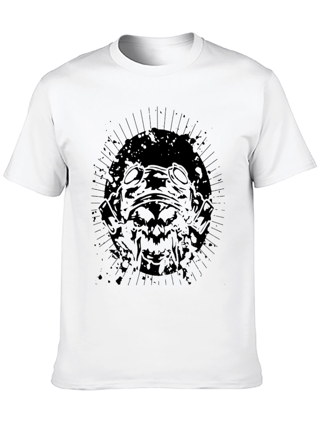 Mens Black Graphic Tee - Gas Mask Design