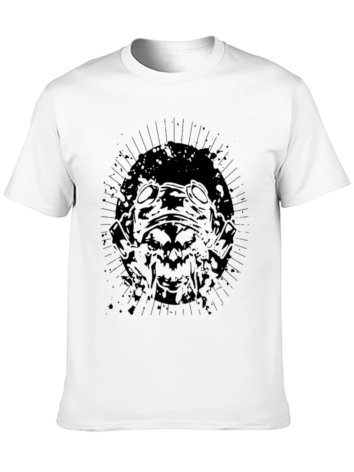 Mens Black Graphic Tee - Gas Mask Design