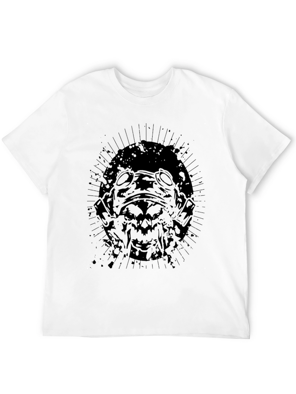 Mens Black Graphic Tee - Gas Mask Design