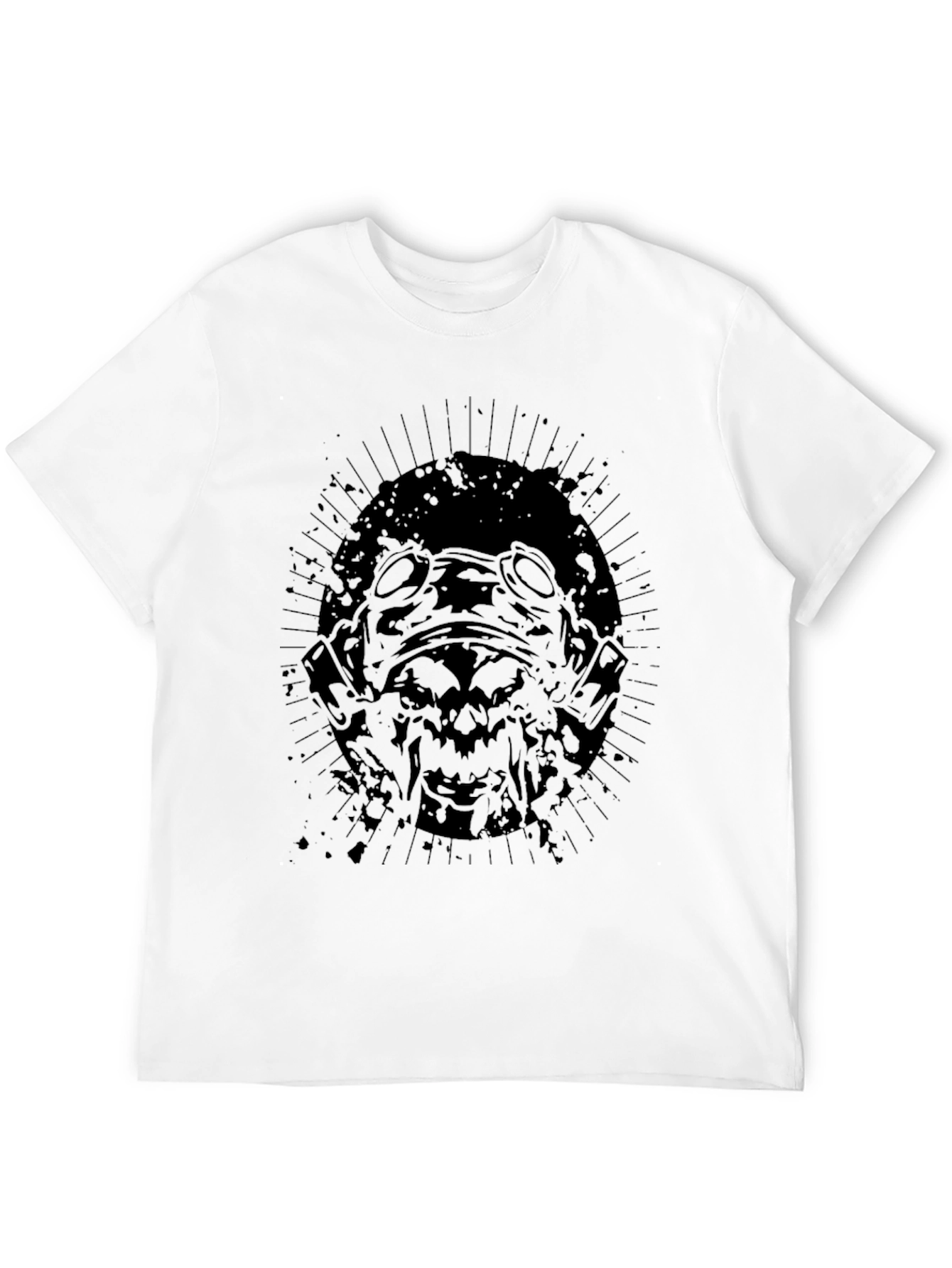 Mens Black Graphic Tee - Gas Mask Design