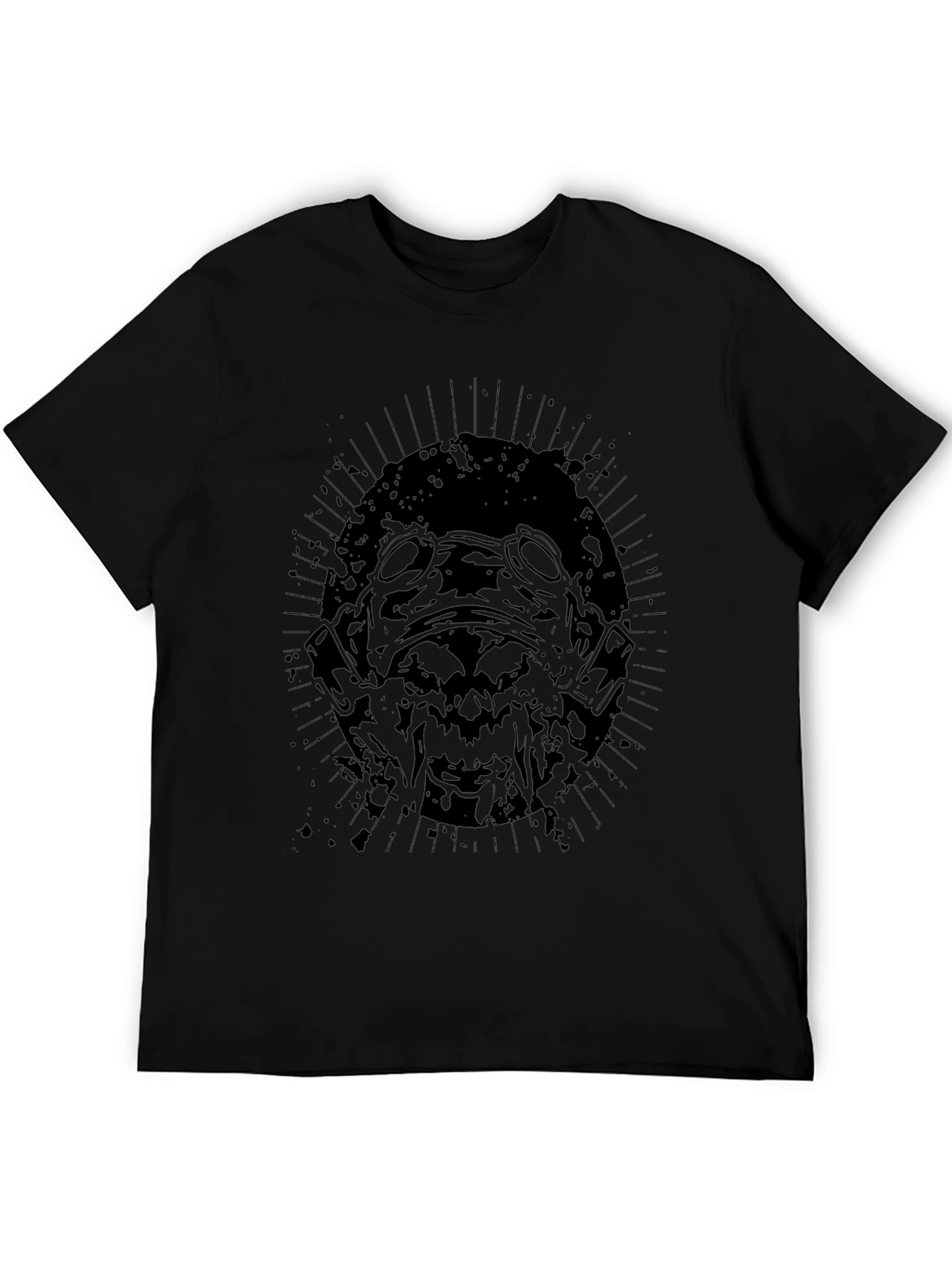 Mens Black Graphic Tee - Gas Mask Design