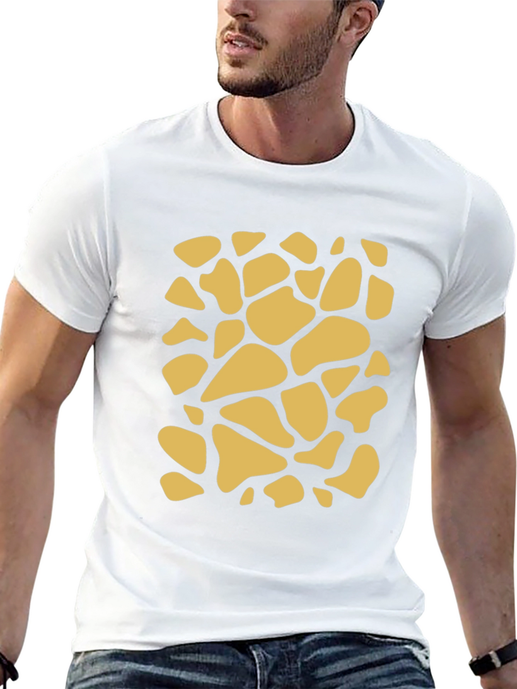 Unique Giraffe Print Black T-Shirt