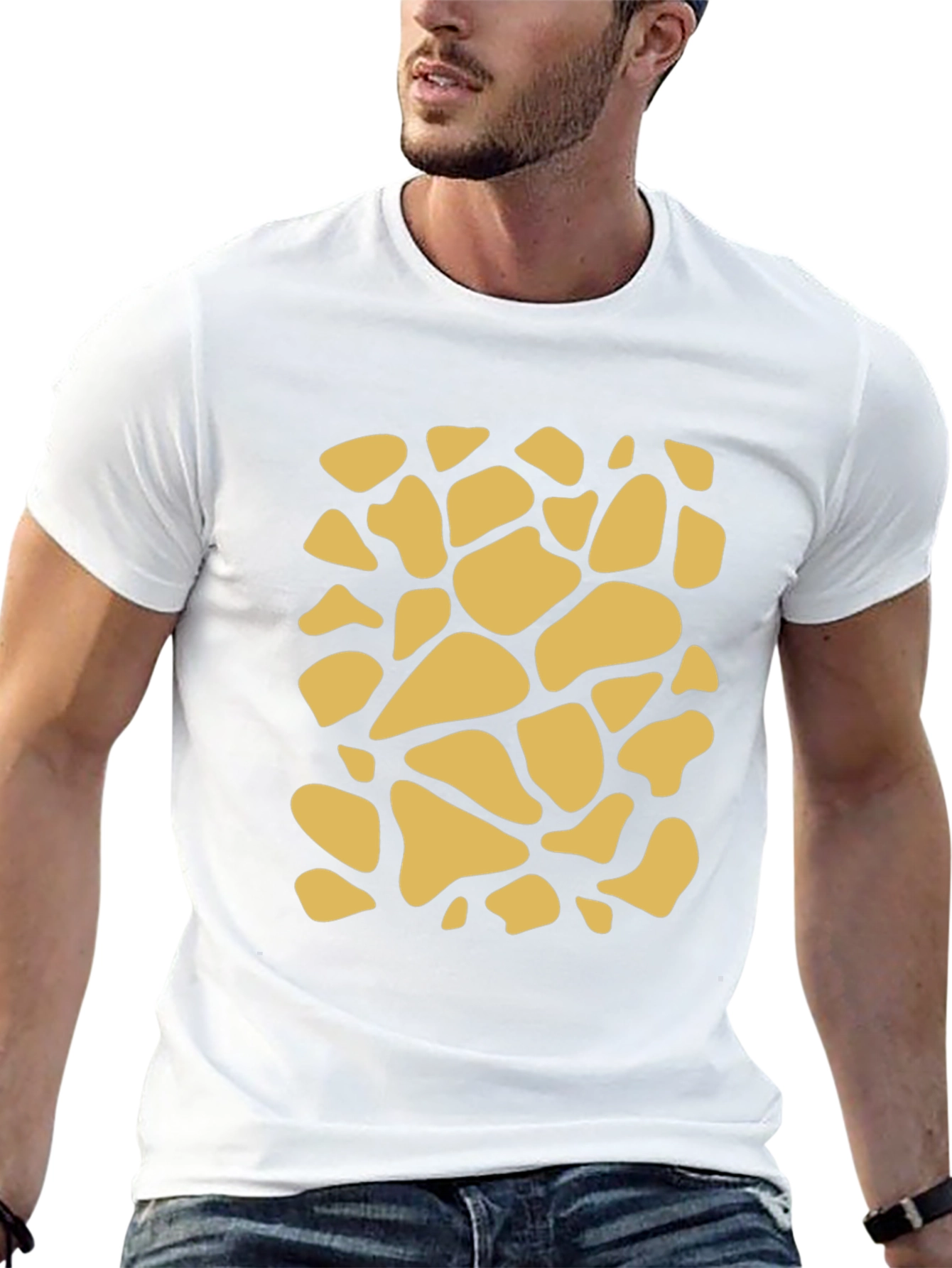 Unique Giraffe Print Black T-Shirt