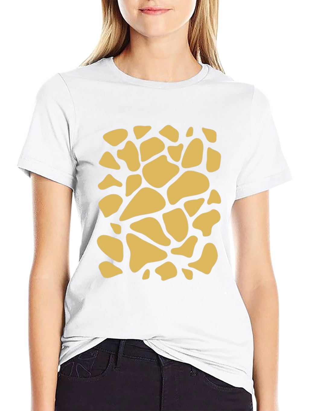Unique Giraffe Print Black T-Shirt