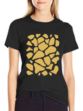 Unique Giraffe Print Black T-Shirt