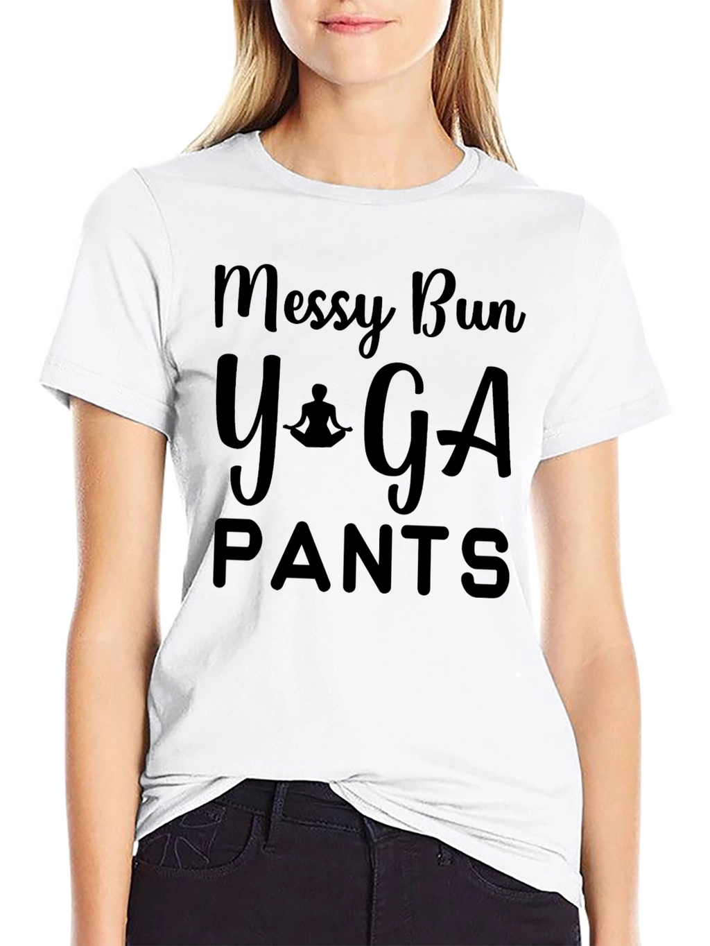 Messy Bun Yoga Pants T-Shirt - Relaxed Comfort