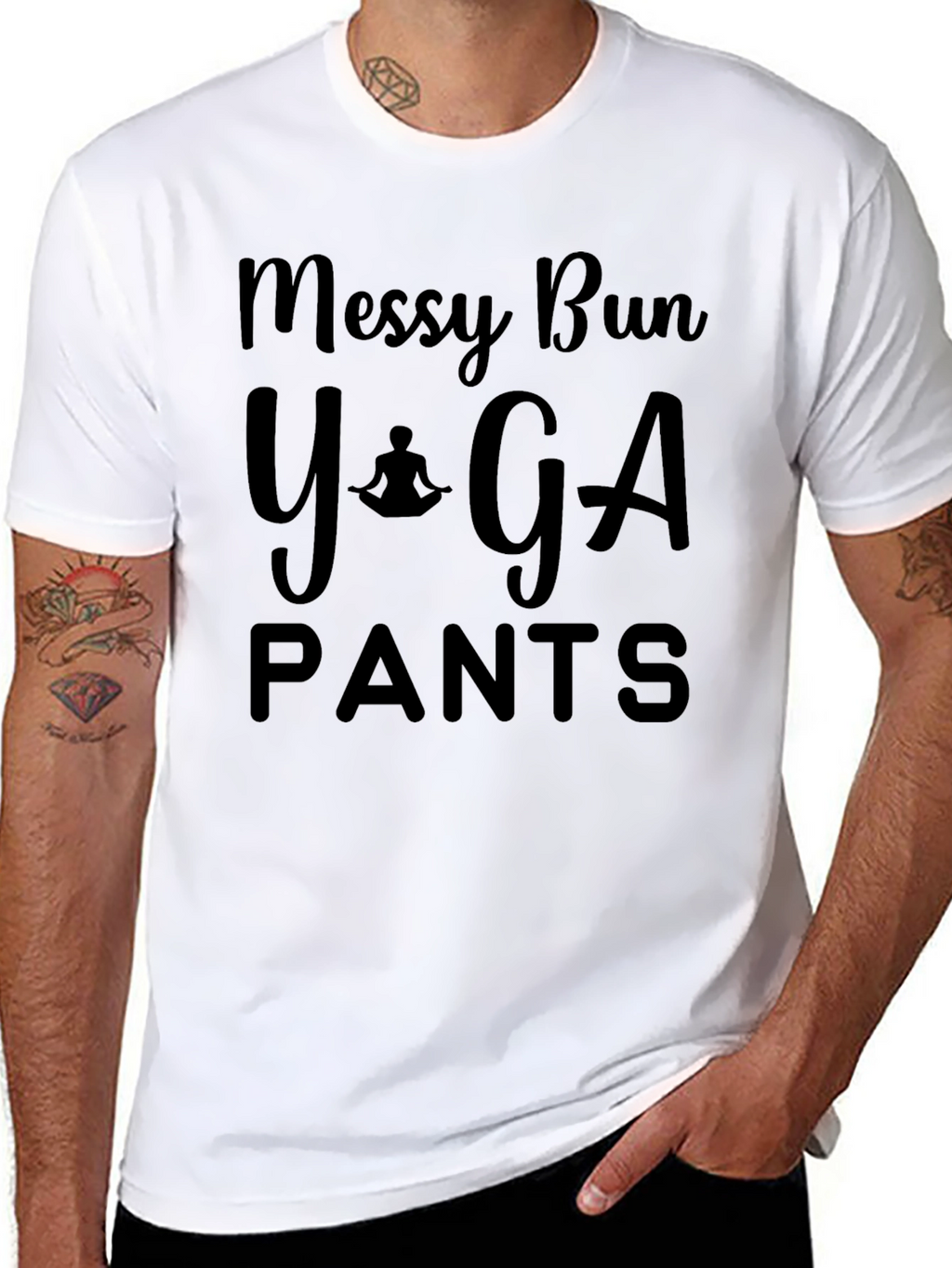 Messy Bun Yoga Pants T-Shirt - Relaxed Comfort