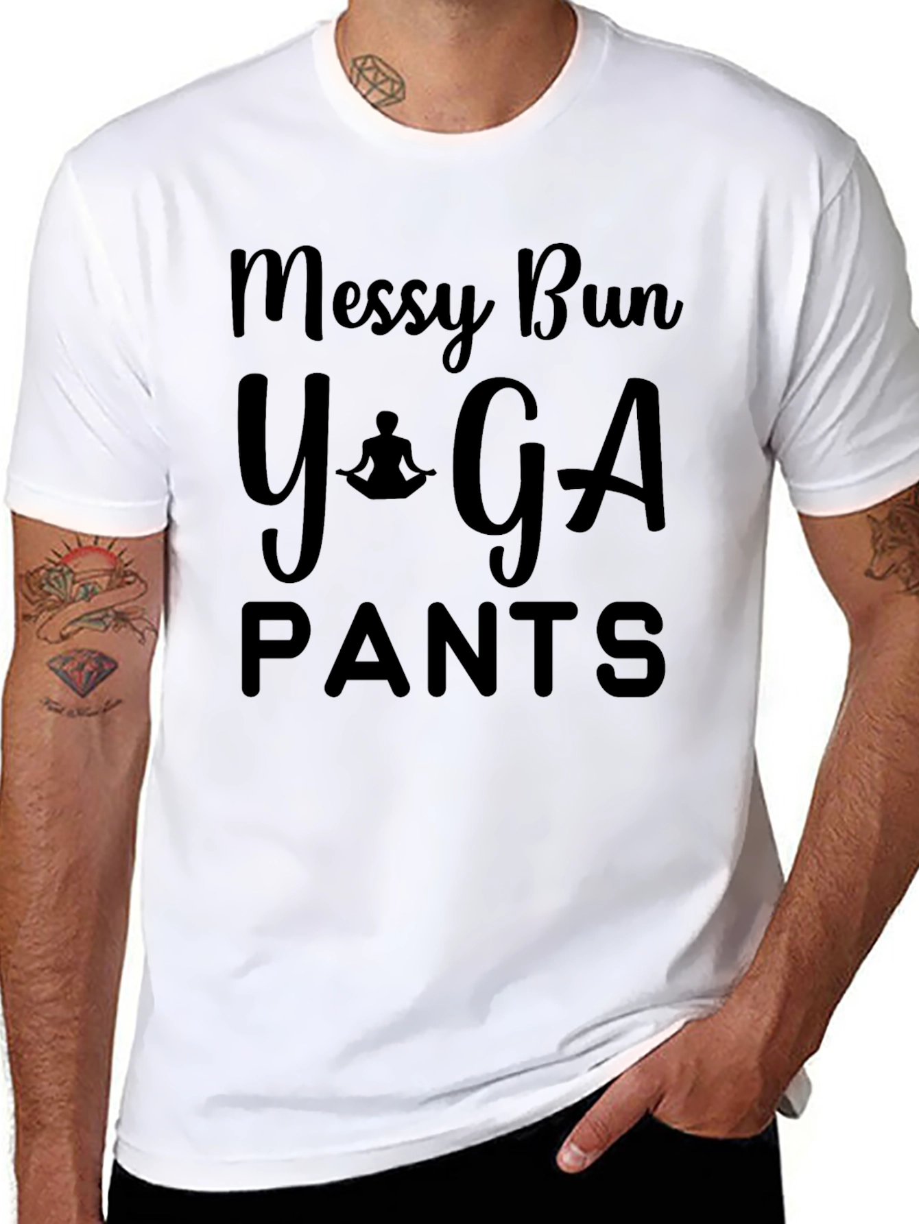 Messy Bun Yoga Pants T-Shirt - Relaxed Comfort