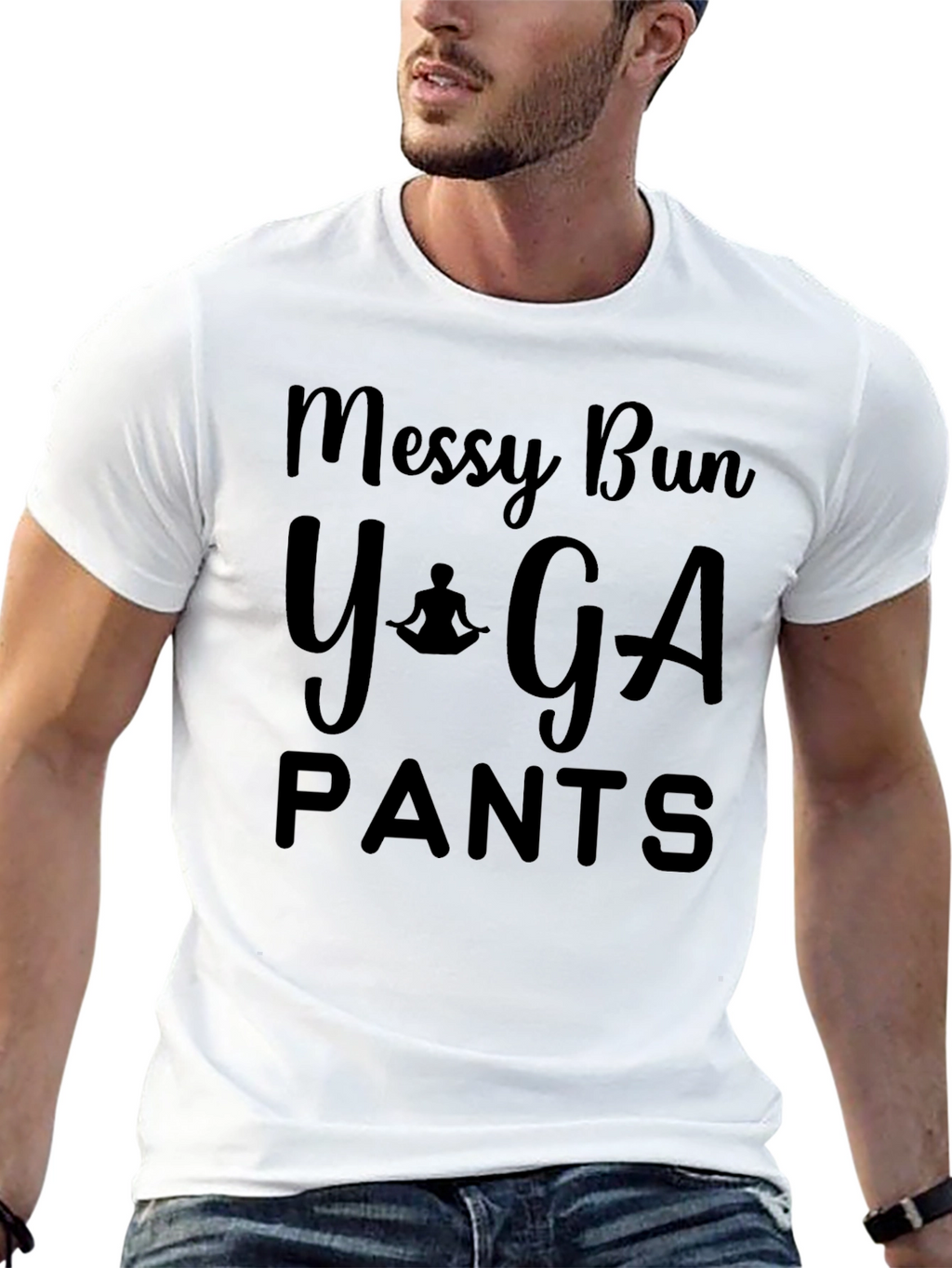 Messy Bun Yoga Pants T-Shirt - Relaxed Comfort