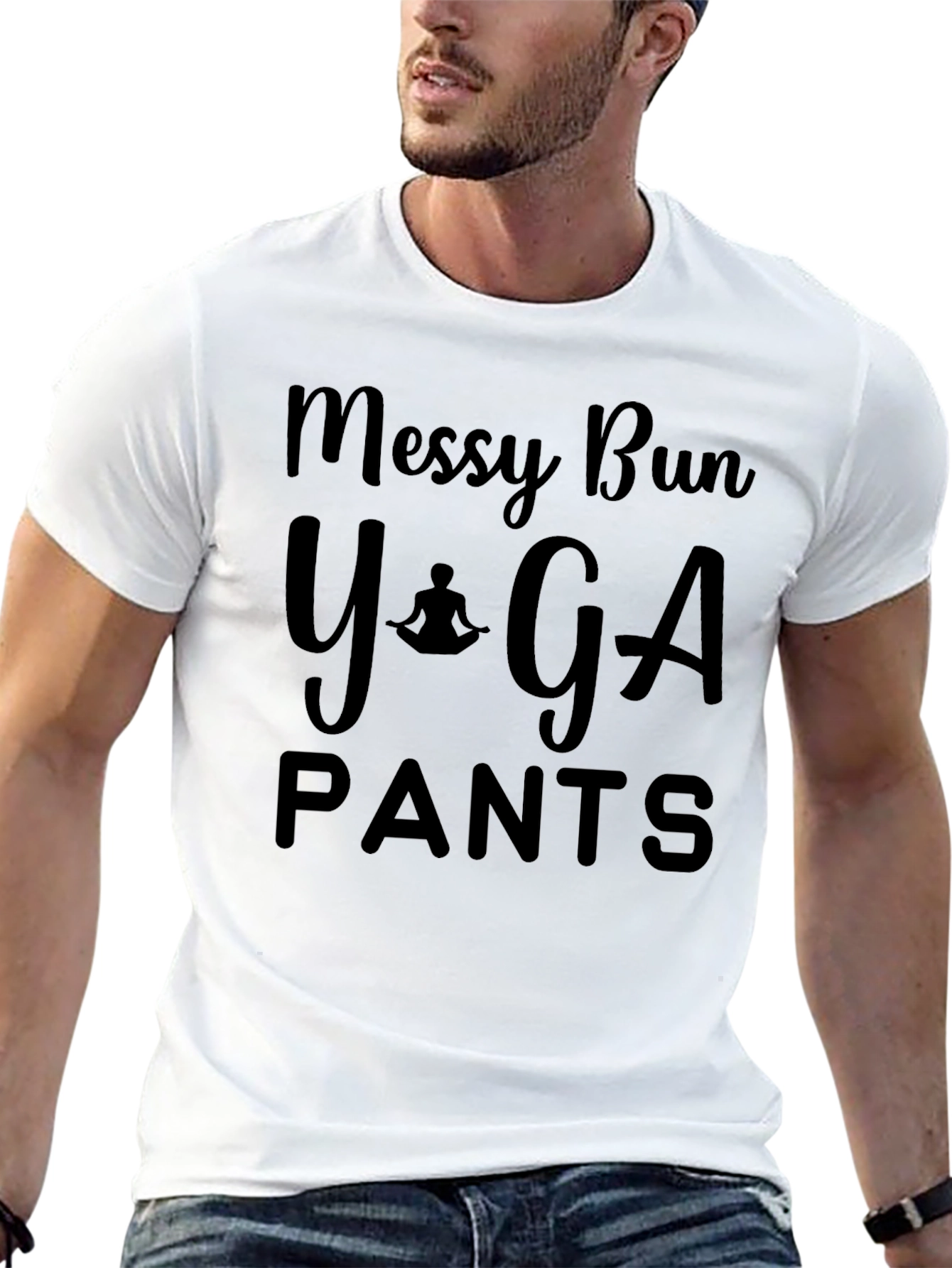 Messy Bun Yoga Pants T-Shirt - Relaxed Comfort