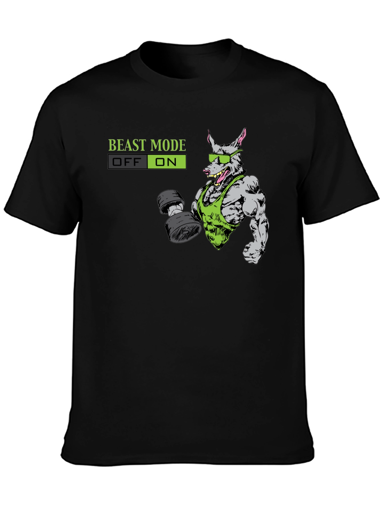 Beast Mode ON T-Shirt - Gym Rat Cartoon Design