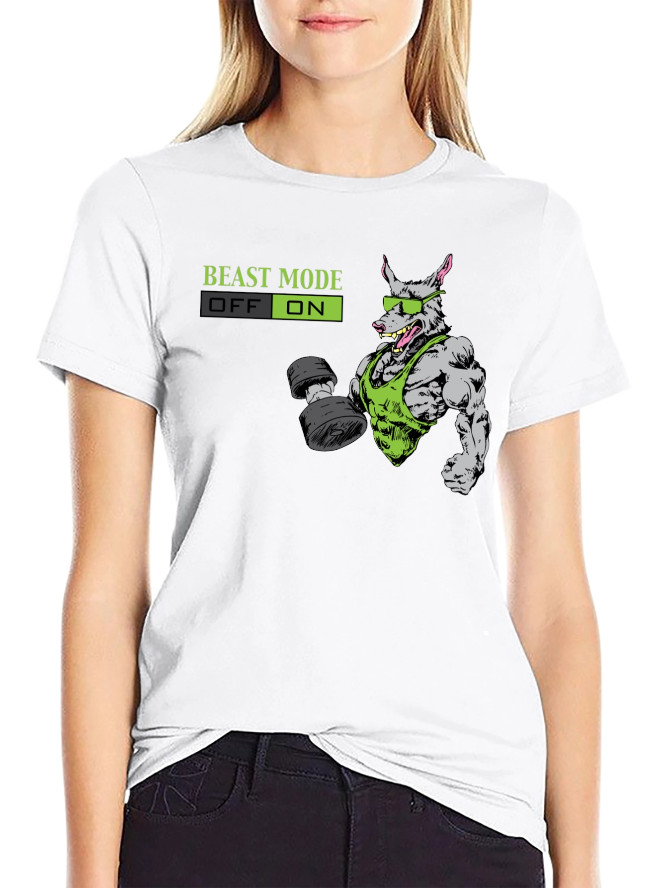 Beast Mode ON T-Shirt - Gym Rat Cartoon Design