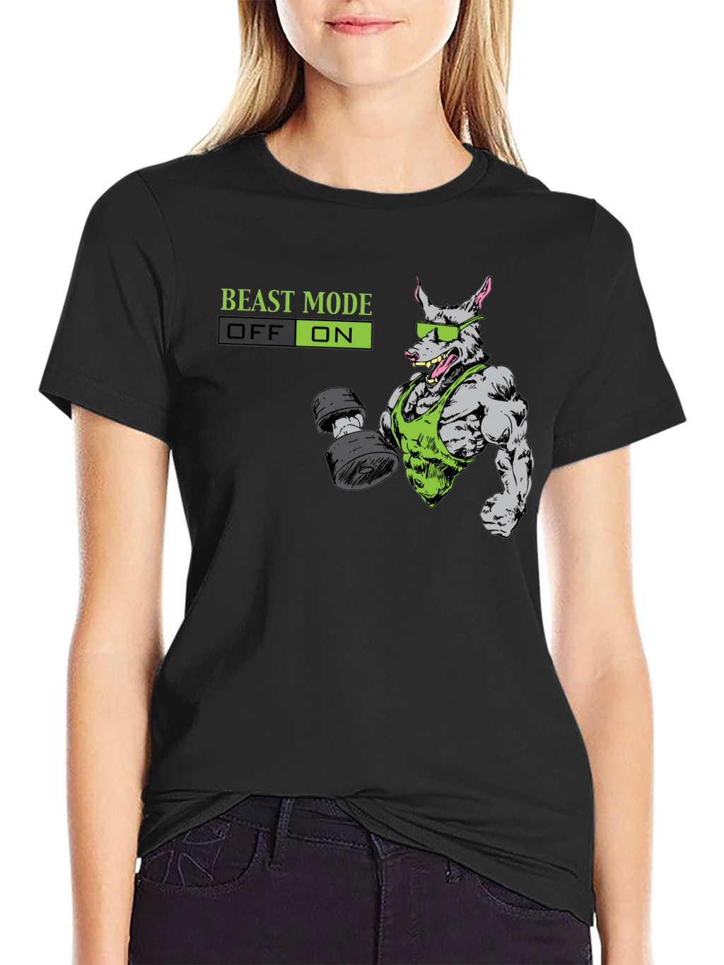 Beast Mode ON T-Shirt - Gym Rat Cartoon Design