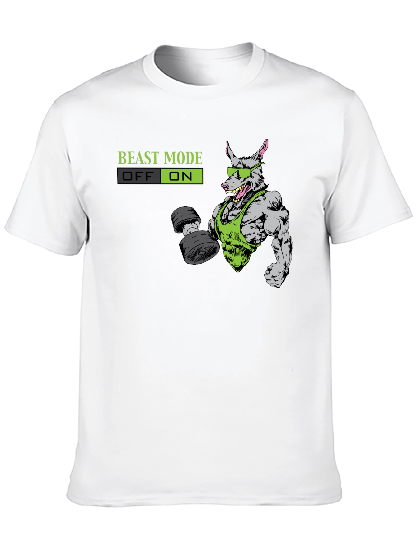Beast Mode ON T-Shirt - Gym Rat Cartoon Design
