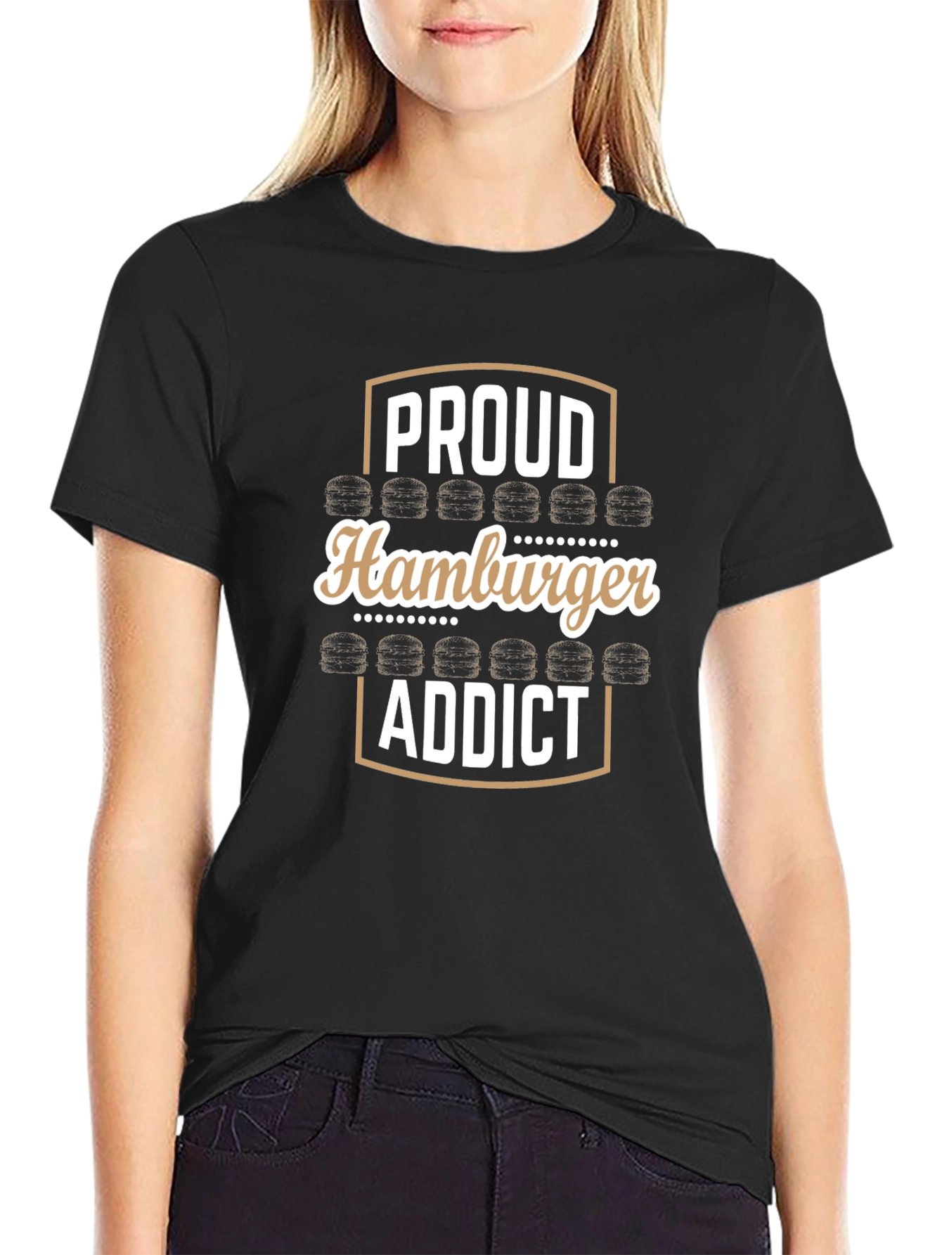 Proud Hamburger Addict Black T-Shirt