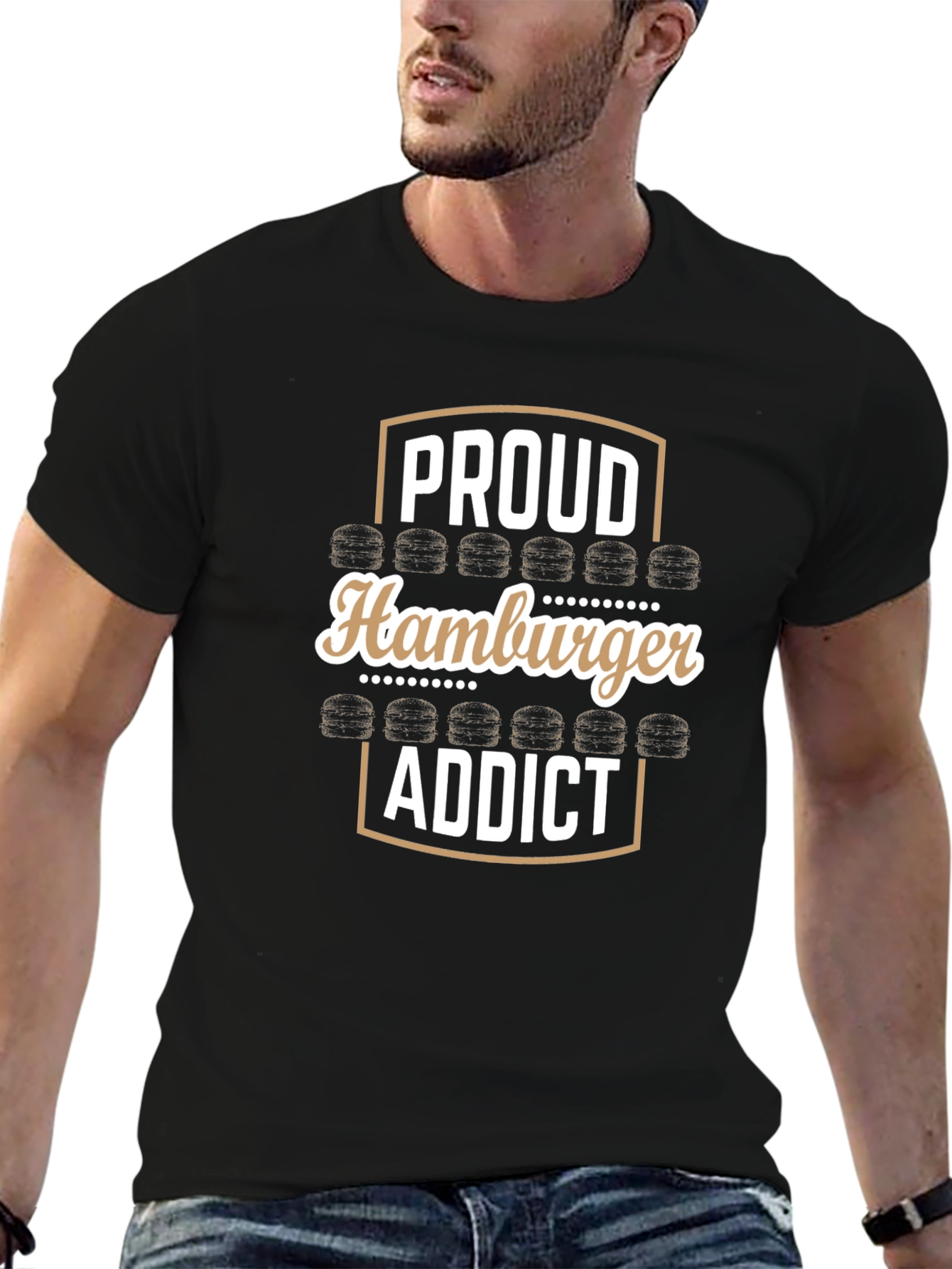 Proud Hamburger Addict Black T-Shirt