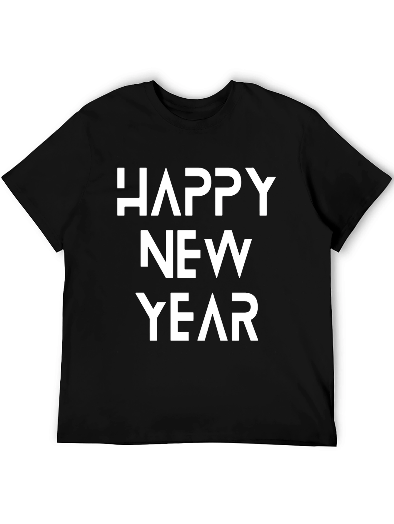 Happy New Year Black Graphic Tee Shirt