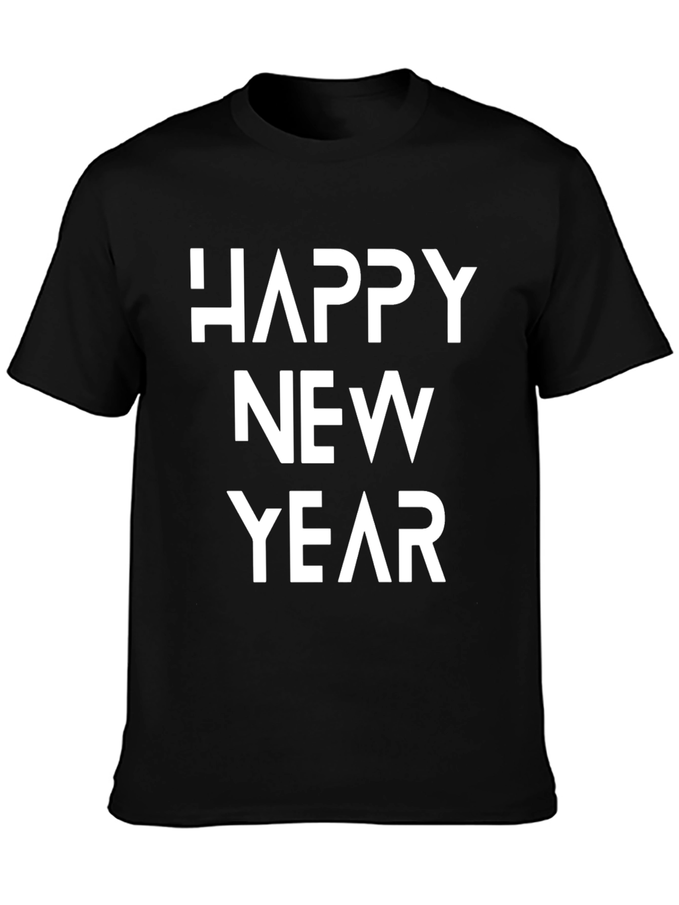 Happy New Year Black Graphic Tee Shirt