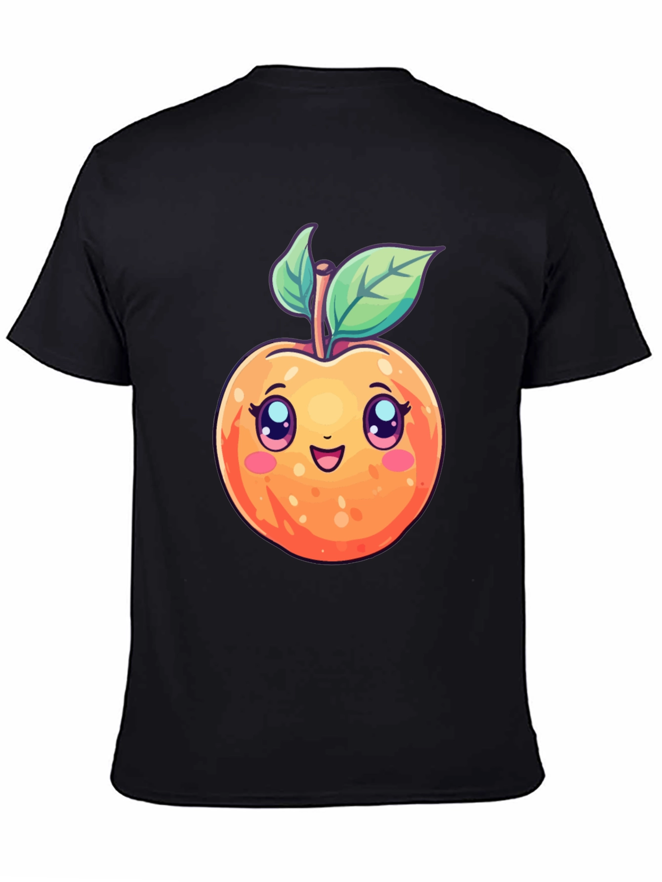 Cute Cartoon Peach Black T-Shirt