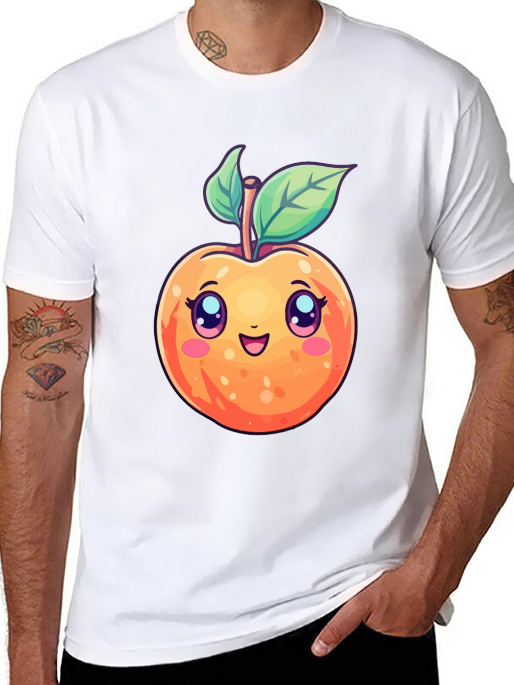 Cute Cartoon Peach Black T-Shirt