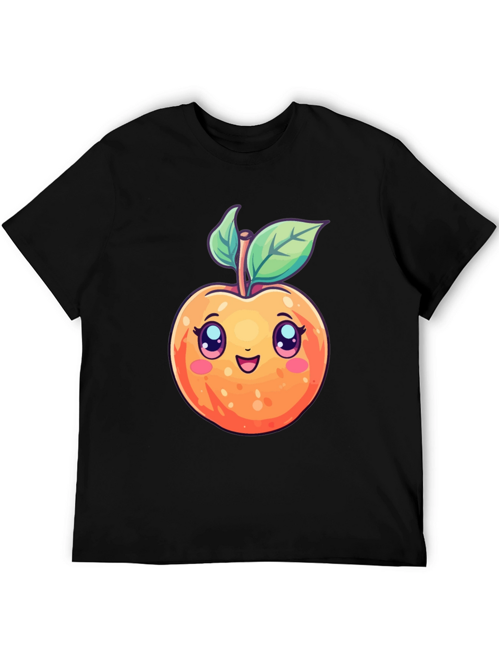 Cute Cartoon Peach Black T-Shirt