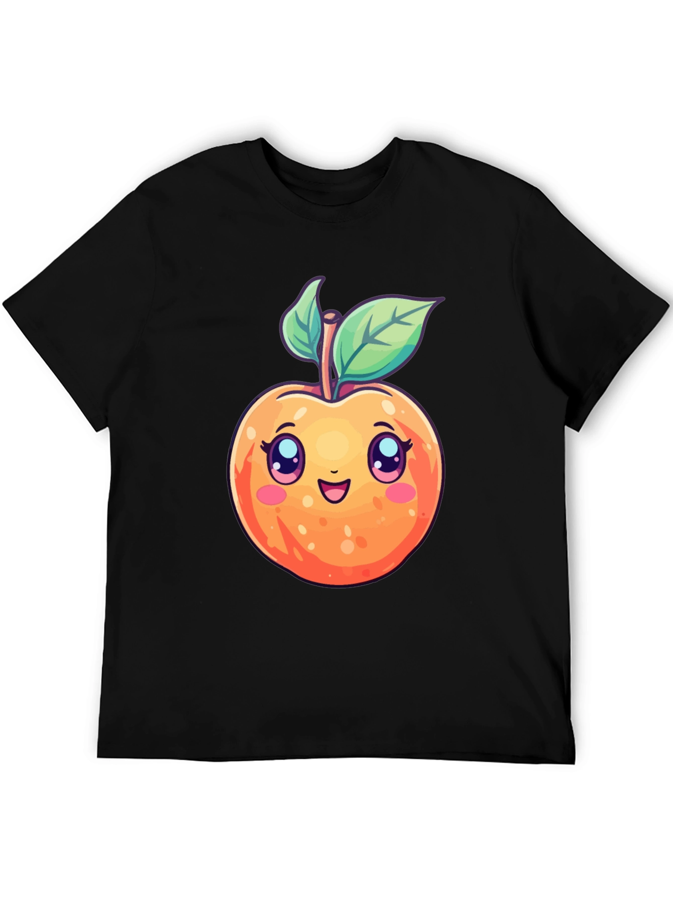 Cute Cartoon Peach Black T-Shirt
