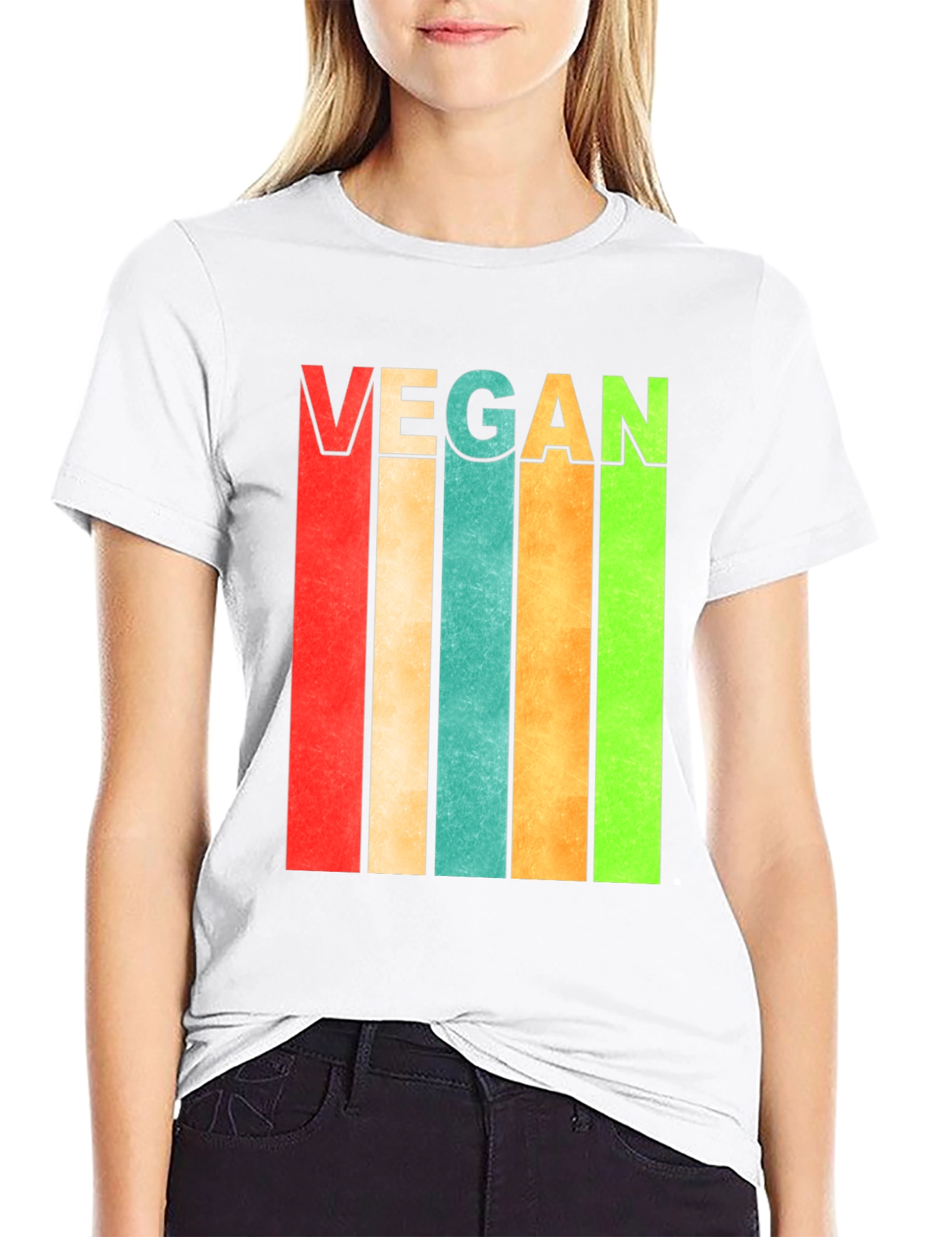 Retro Vegan Striped T-Shirt - Bold Statement Tee