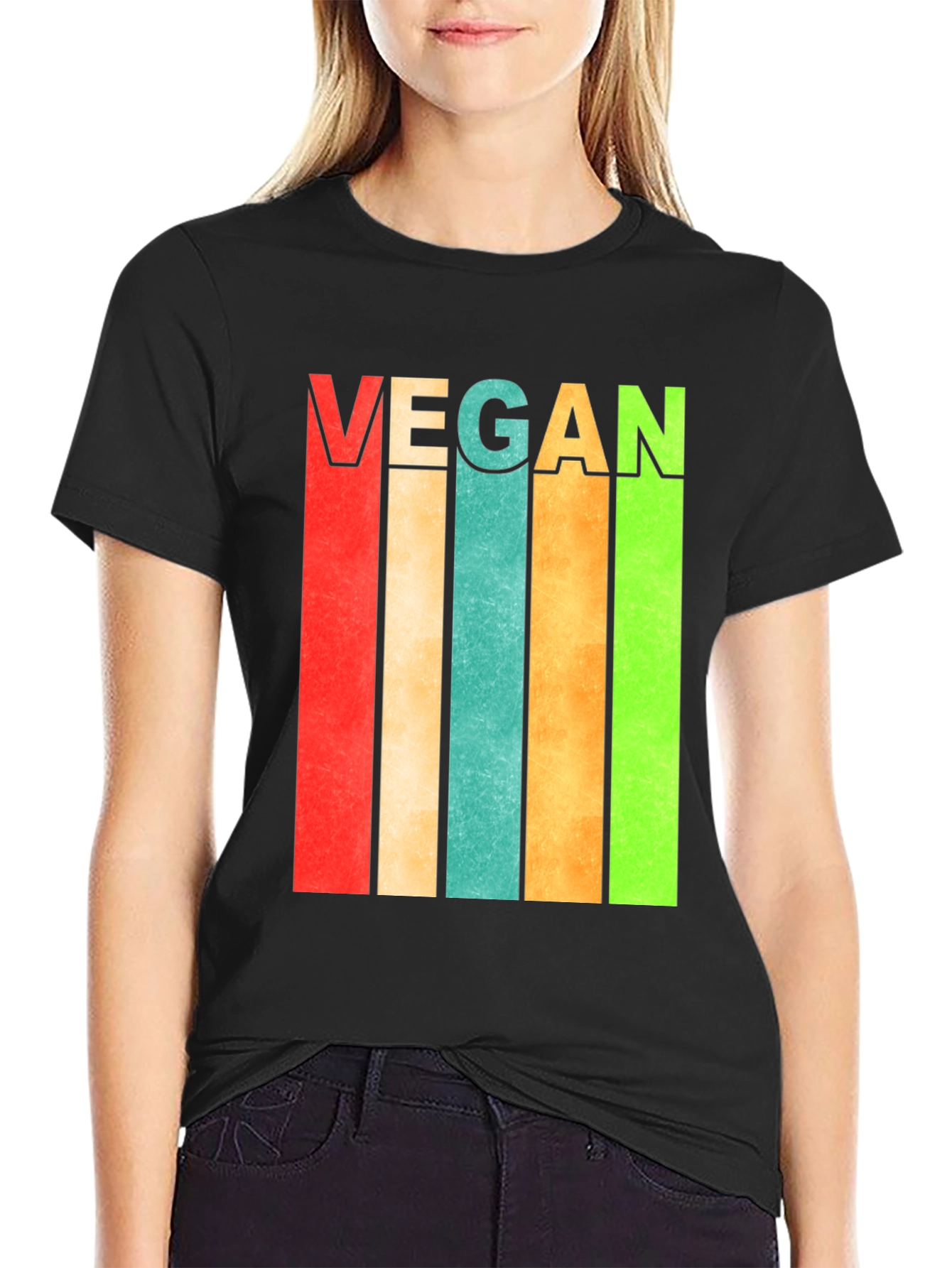 Retro Vegan Striped T-Shirt - Bold Statement Tee