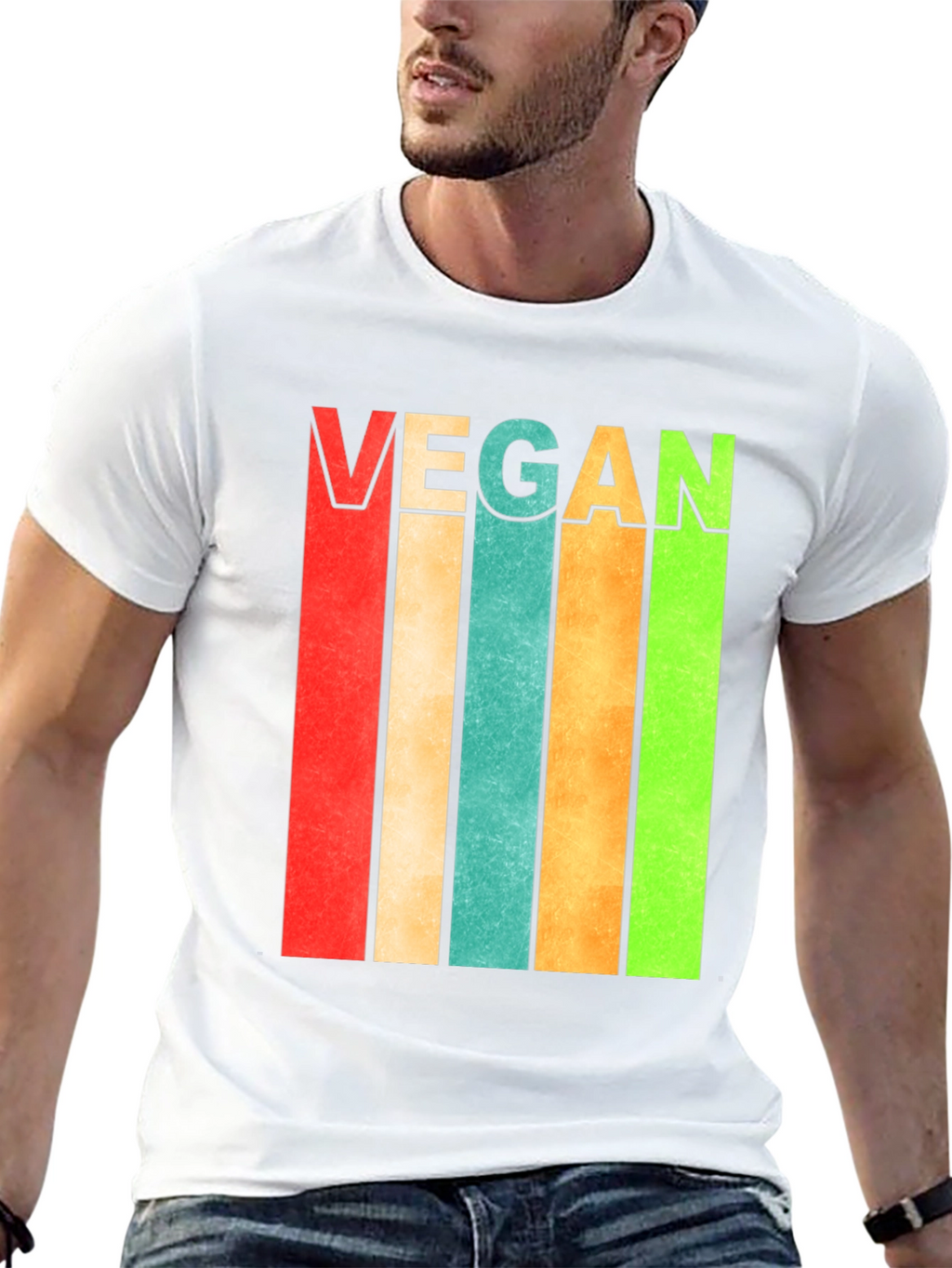 Retro Vegan Striped T-Shirt - Bold Statement Tee