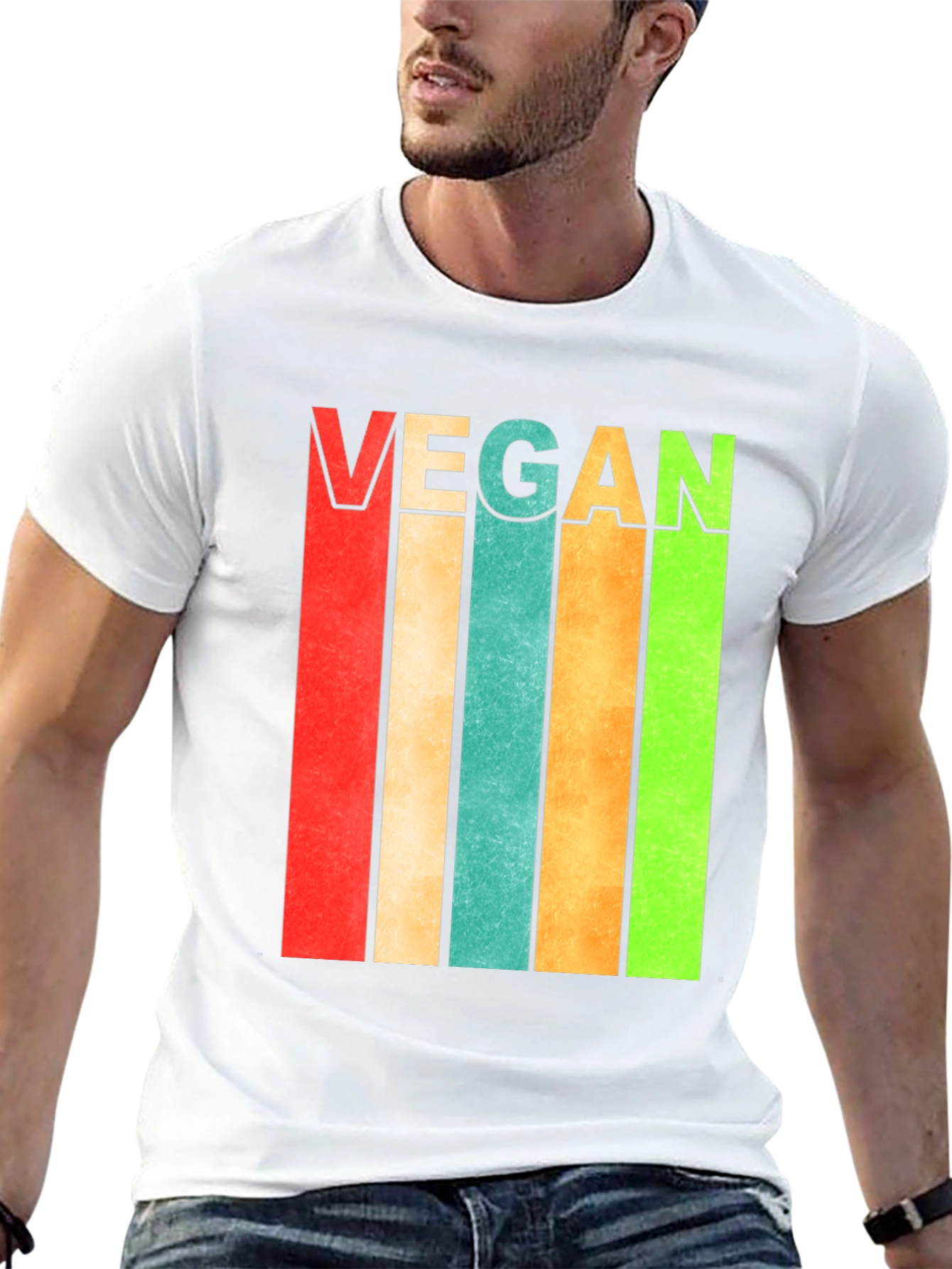 Retro Vegan Striped T-Shirt - Bold Statement Tee