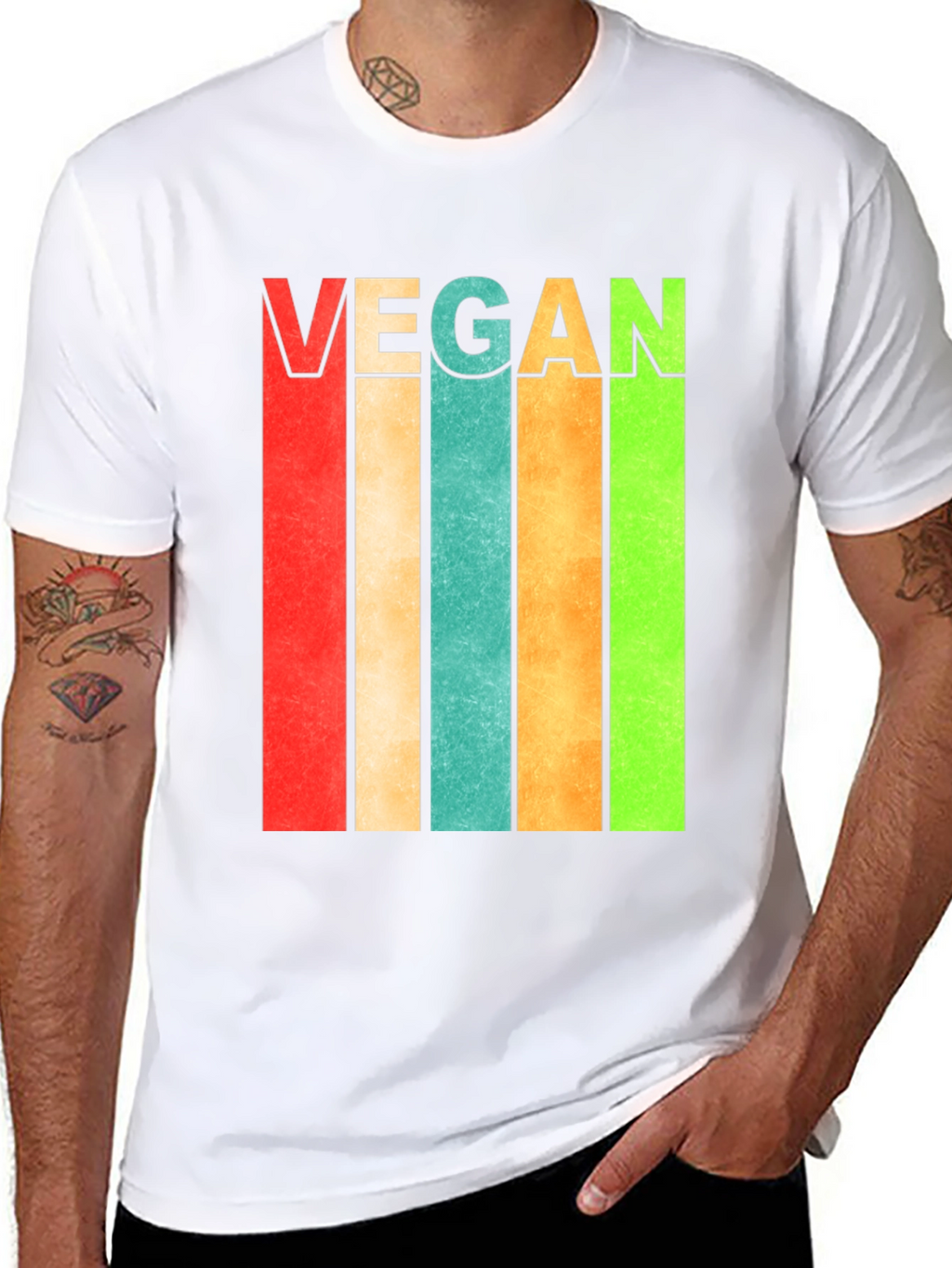 Retro Vegan Striped T-Shirt - Bold Statement Tee
