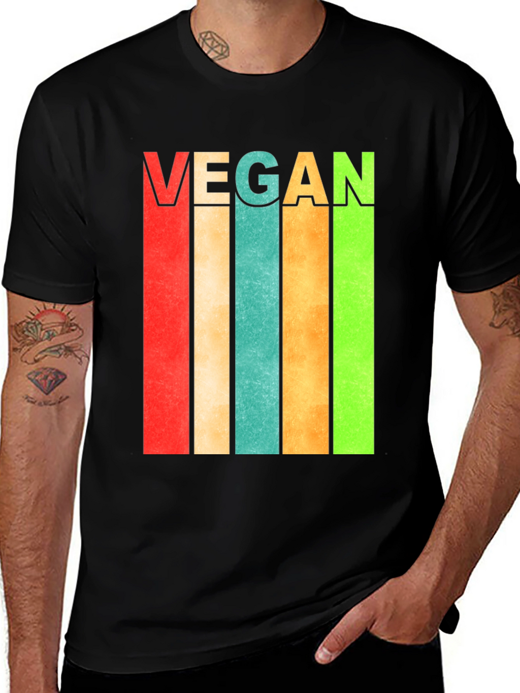 Retro Vegan Striped T-Shirt - Bold Statement Tee