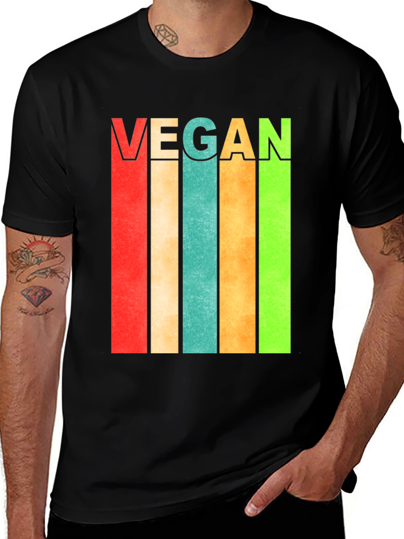 Retro Vegan Striped T-Shirt - Bold Statement Tee