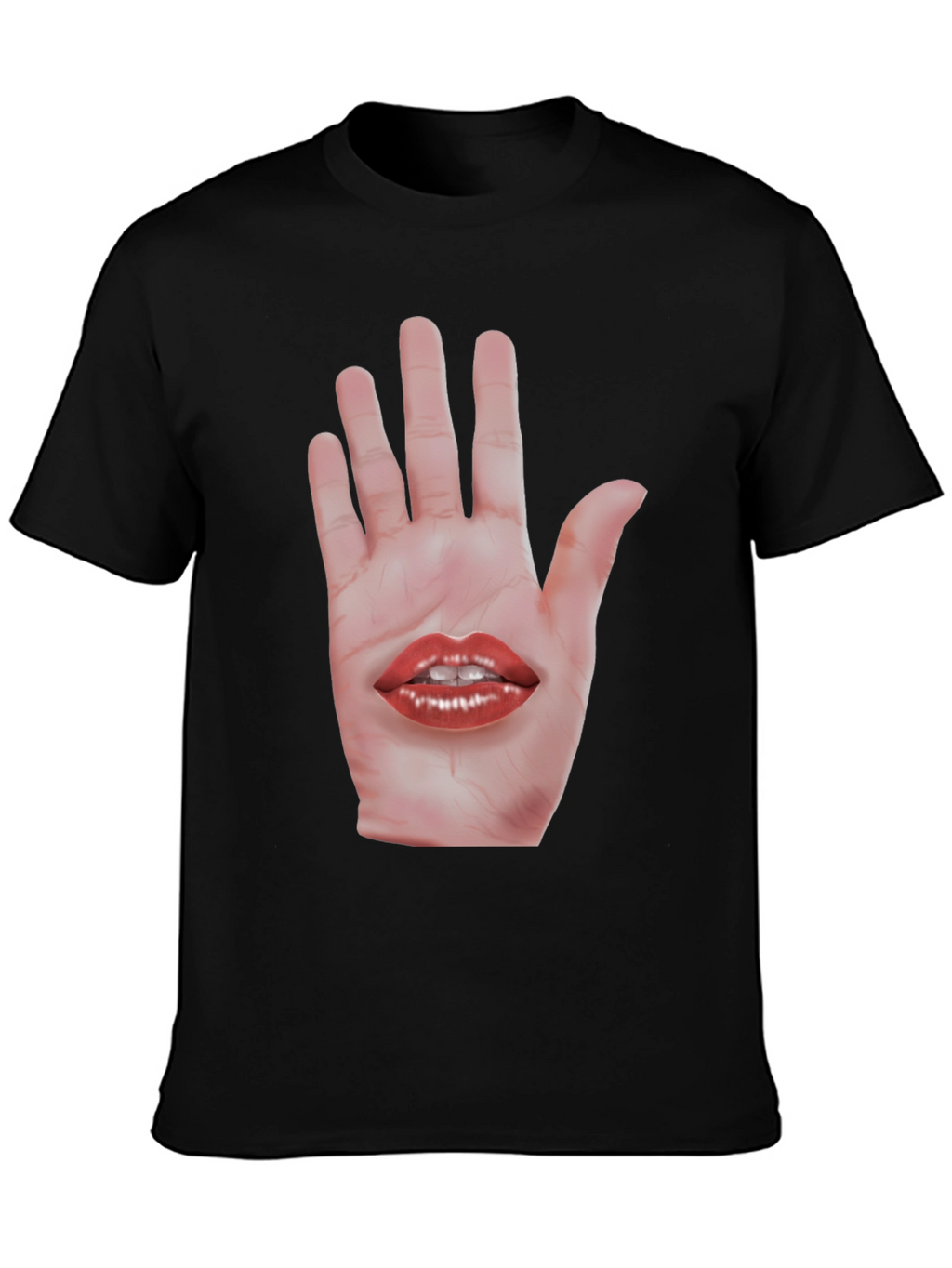 Surreal Hand and Lips Graphic T-Shirt