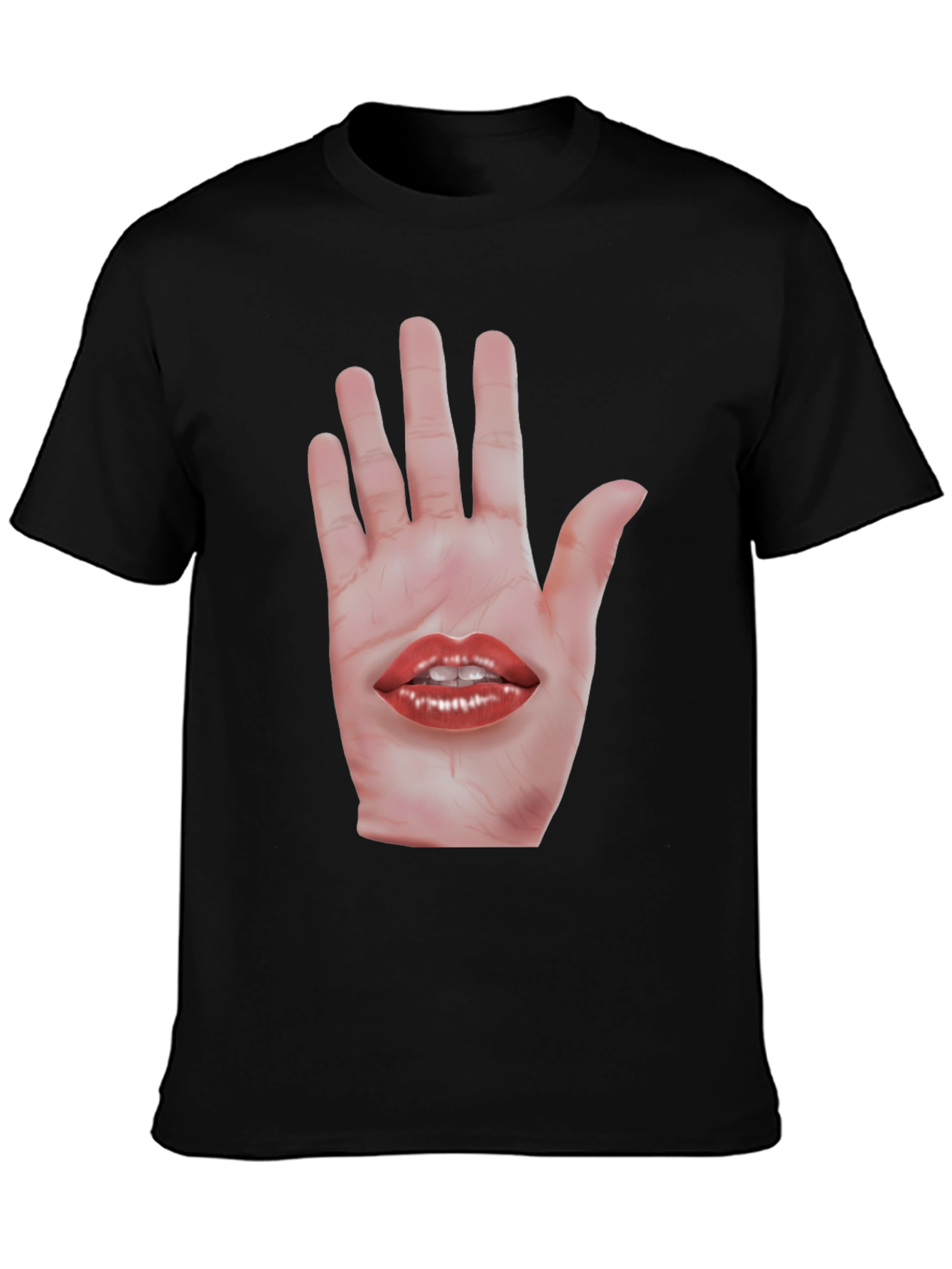 Surreal Hand and Lips Graphic T-Shirt